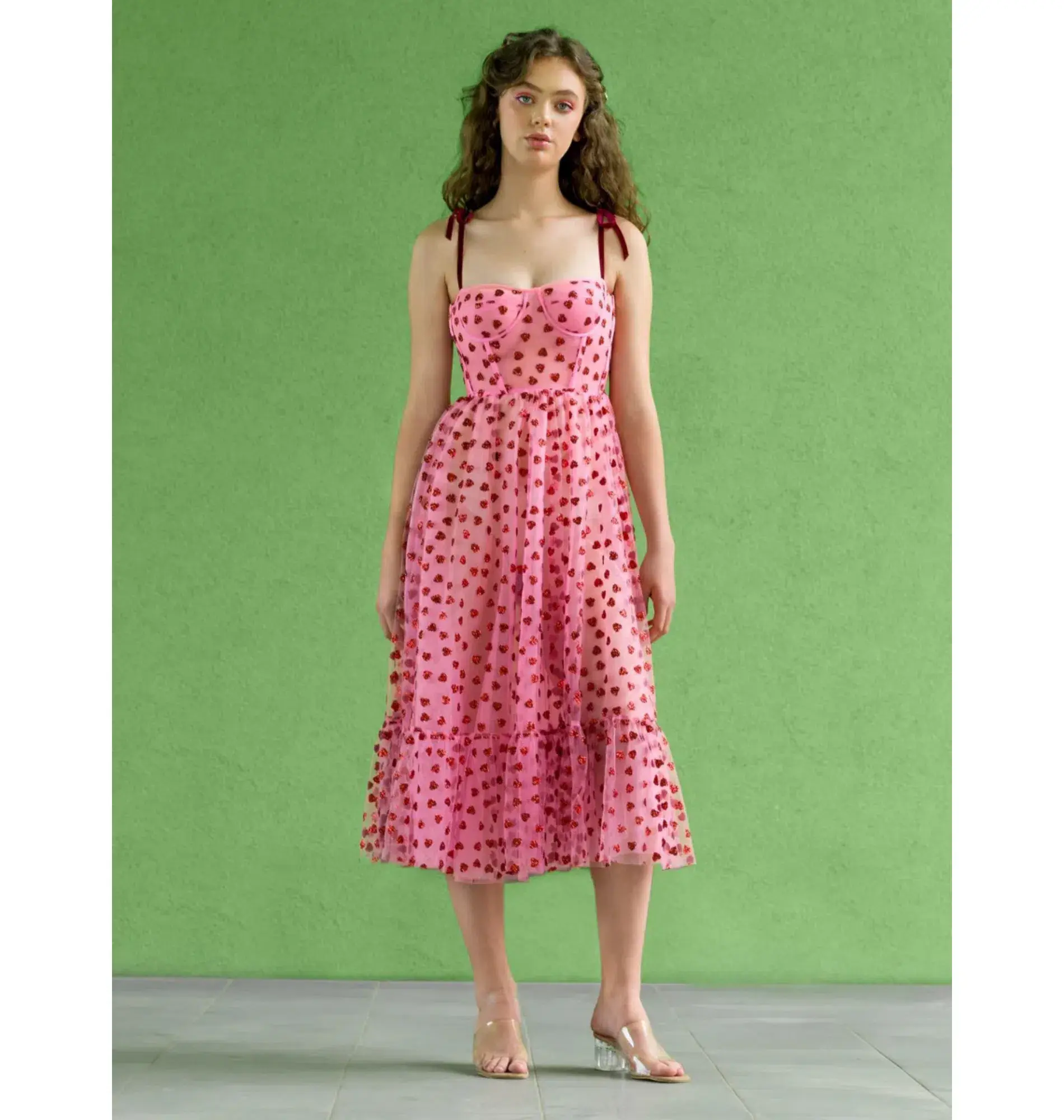 Lirika Matoshi Hearty Corset Dress Pink Size S / UK 8 - Image 1