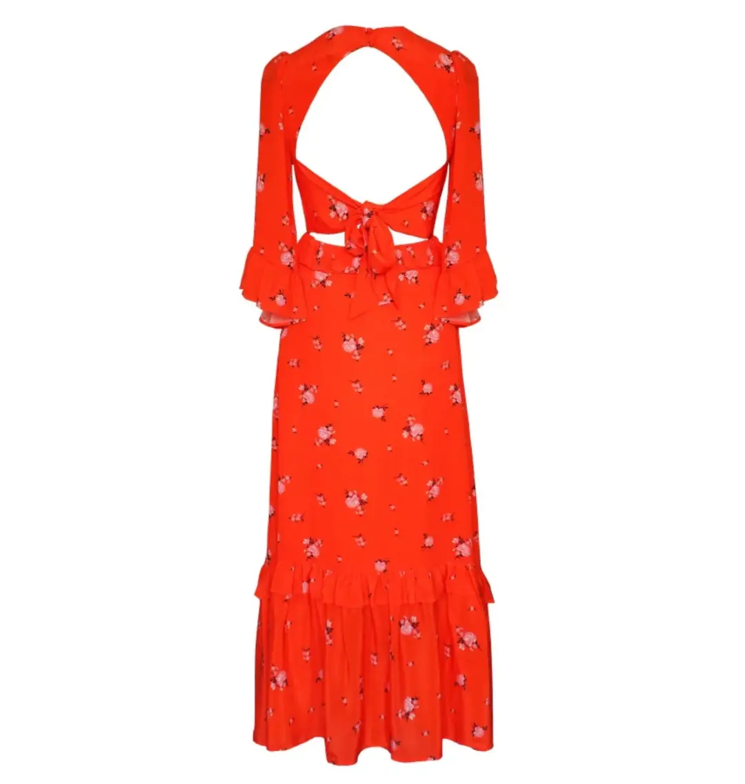 Queens of Archive Patti Tie Back Dress Red Size S / UK 8 for rent on The Volte - main image