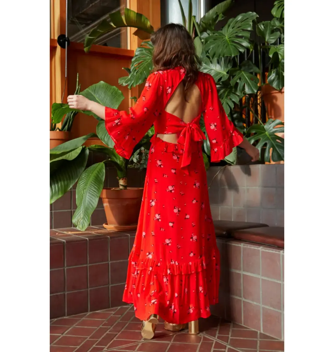 Queens of Archive Patti Tie Back Dress Red Size S / UK 8 for rent on The Volte - main image