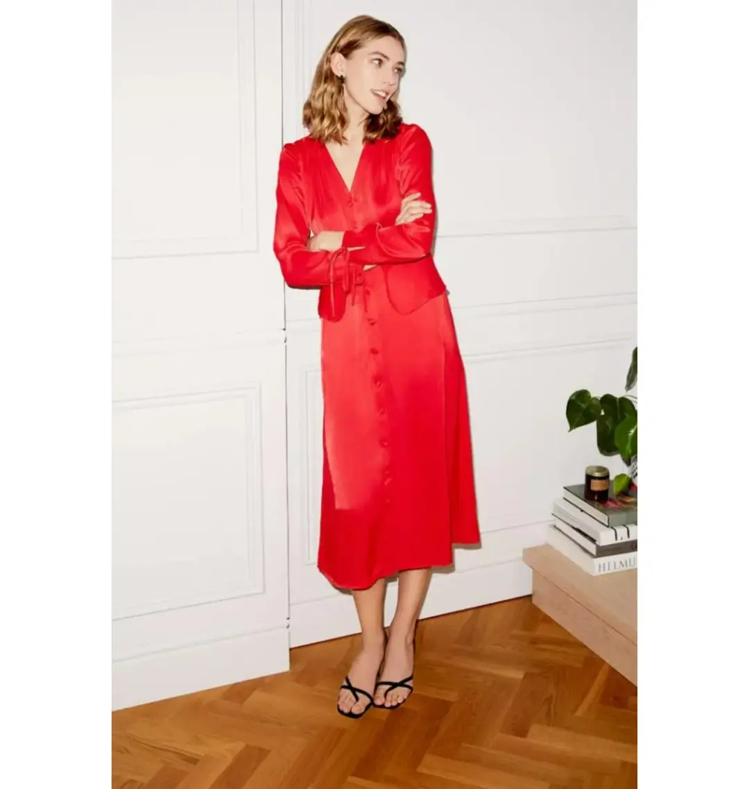 Kitri Lana Satin Vintage Dress Red Size UK 10 for rent on The Volte - main image