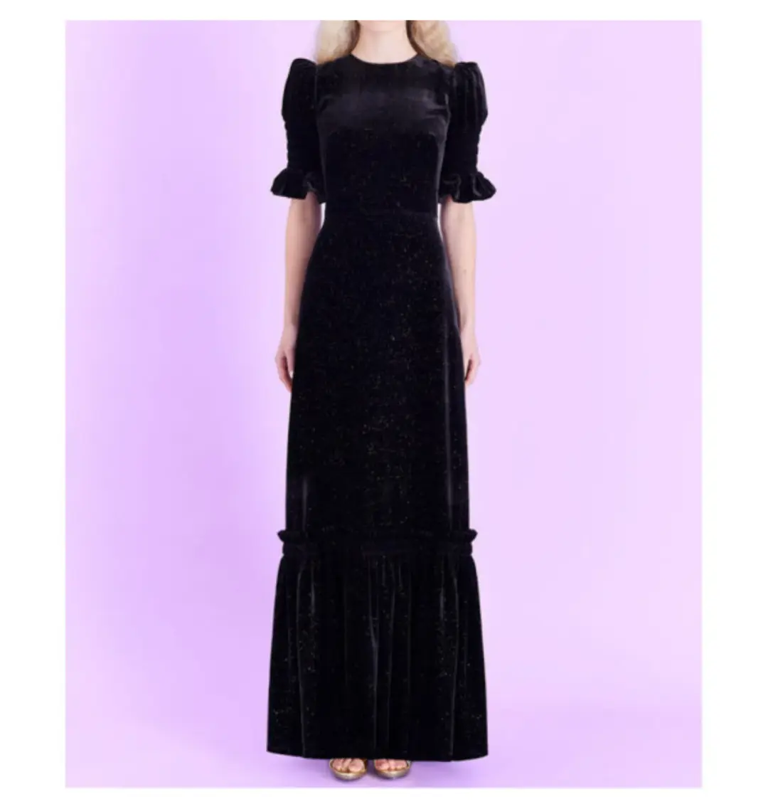 The Vampire’s Wife Night Flight Velvet Glitter Gown Black Size UK 10 for rent on The Volte - main image