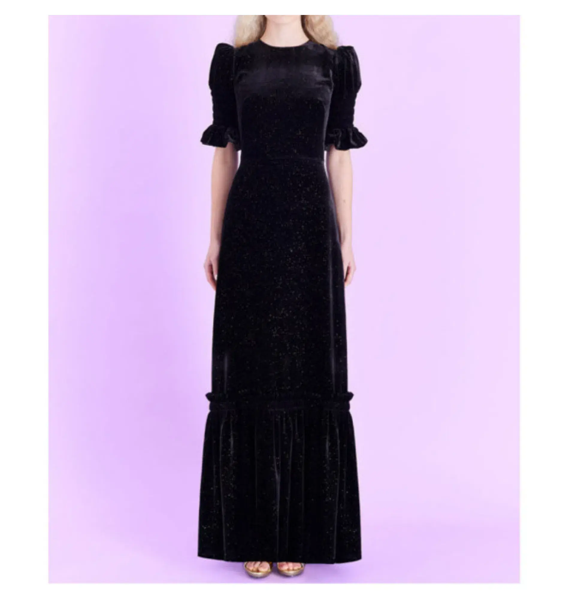 The Vampire’s Wife Night Flight Velvet Glitter Gown Black Size UK 14 - Image 1