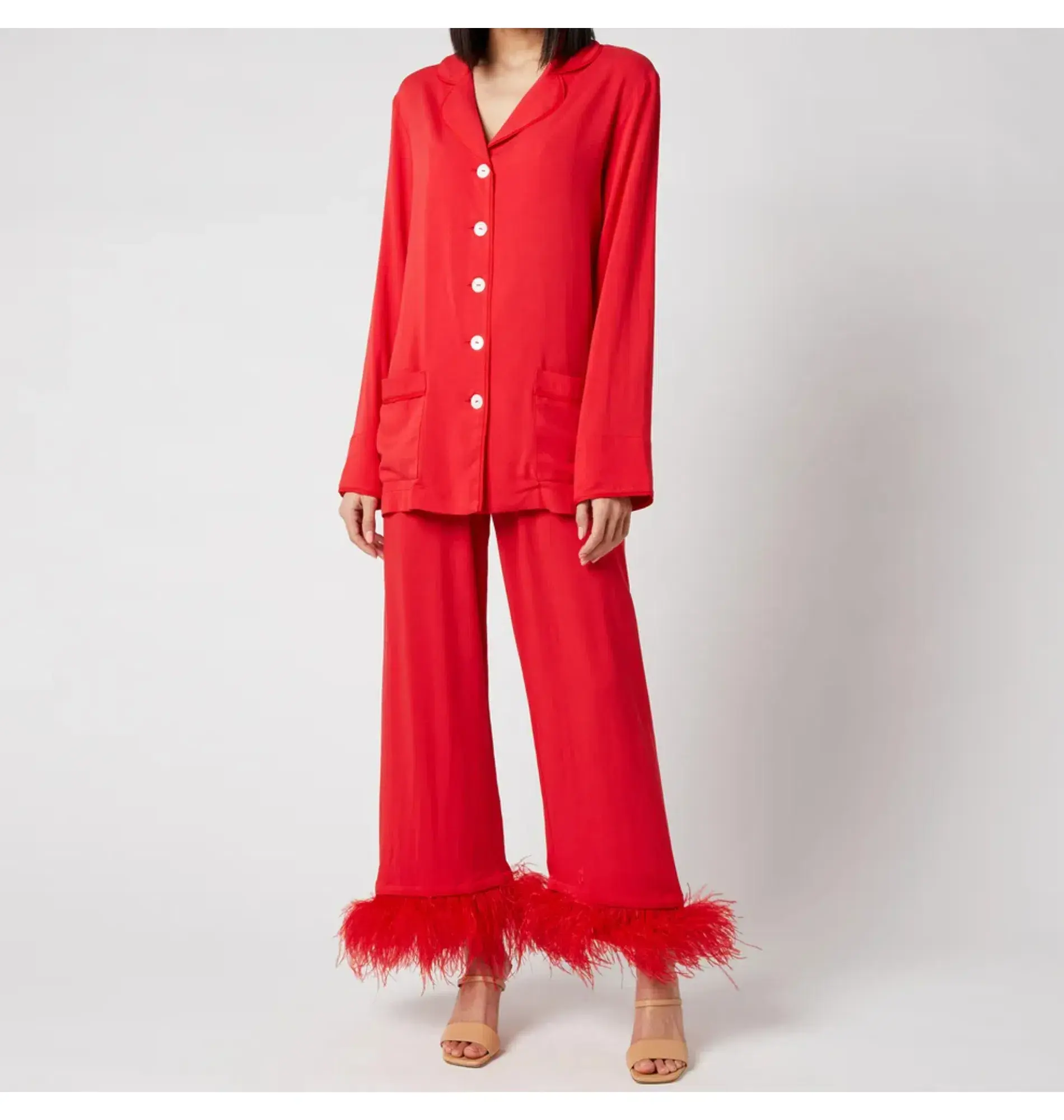 Sleeper Feather Pyjama Party Set Red Size UK 10 - Image 1