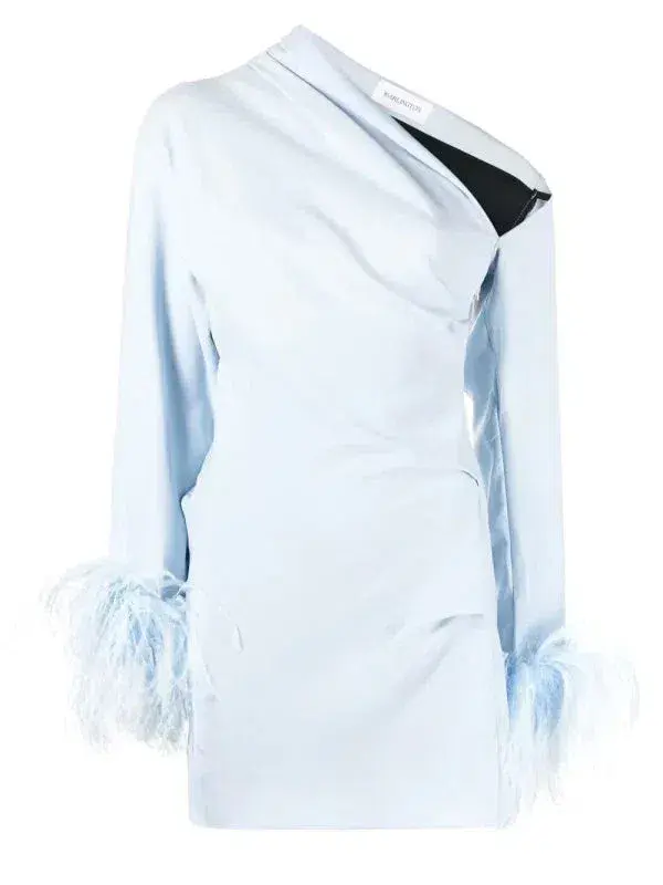 16ARLINGTON Adelaide Feather Mini Dress baby blue Size UK 10 - Image 3