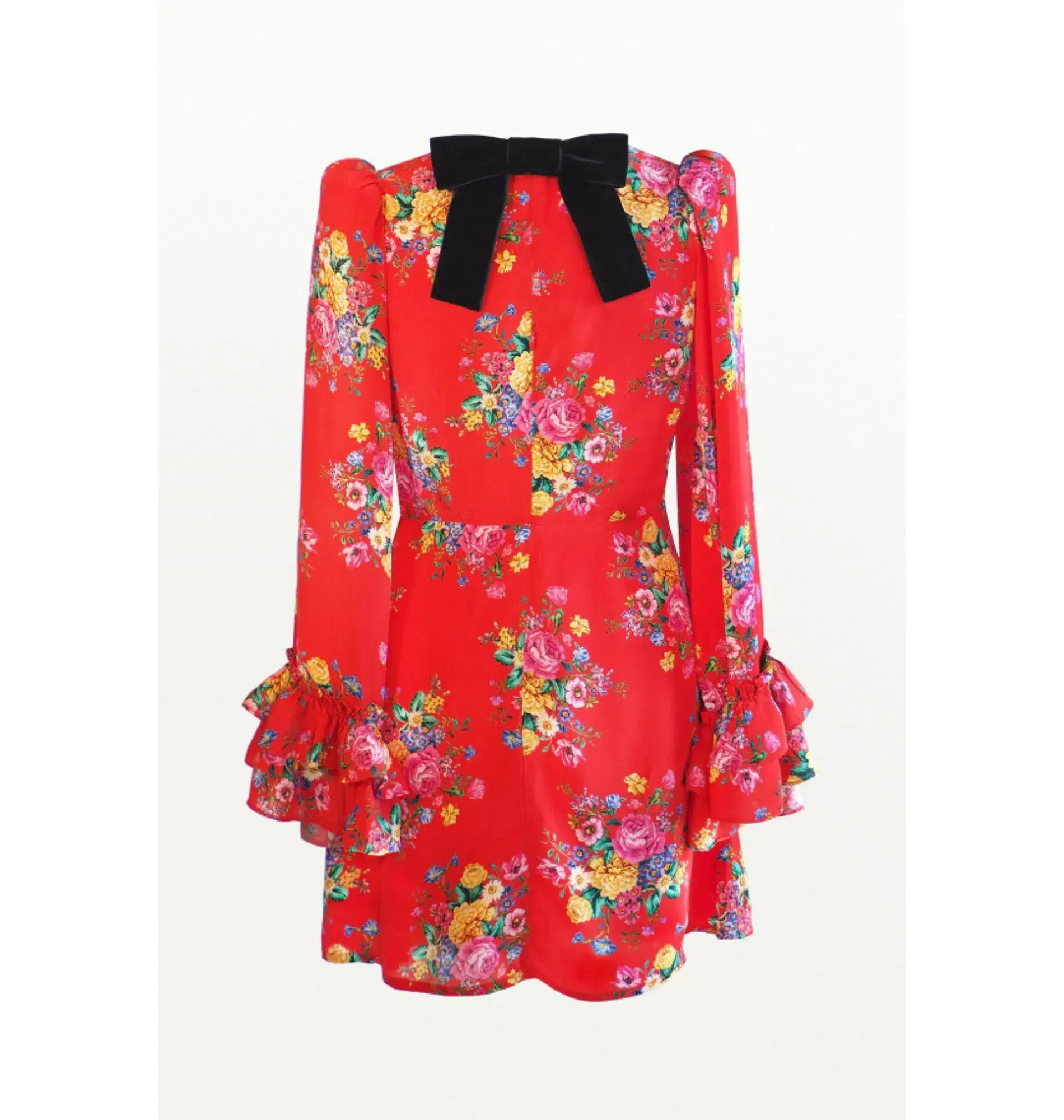 Queens Of Archive Flo Still Life Mini Dress Red Floral Size S / UK 8 - Image 4