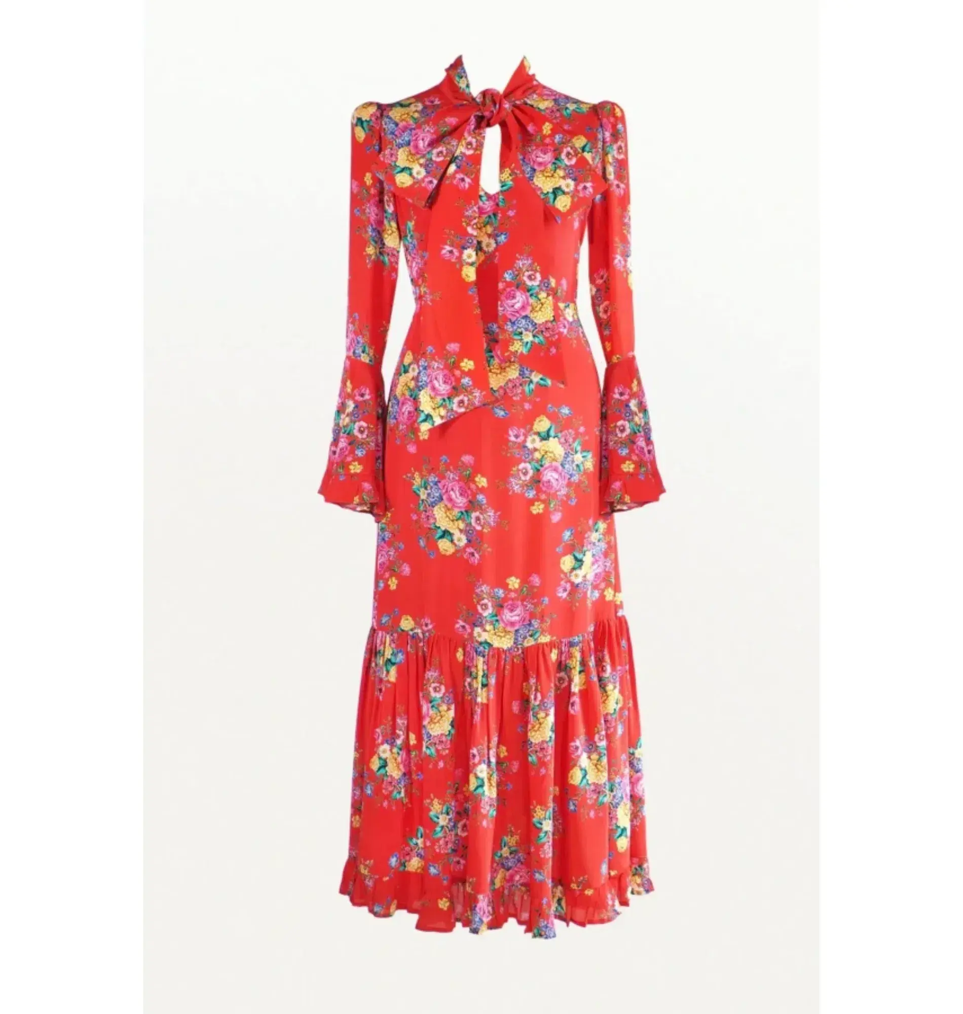 Queens of Archive Goldie Still Life Maxi Dress Red Floral Size UK 10 - Image 4