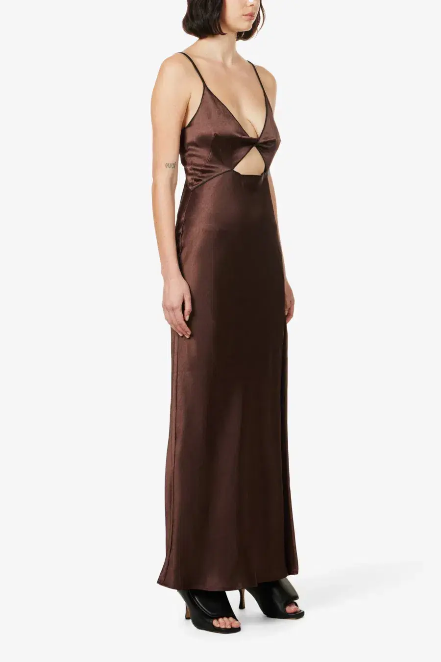 Bec & Bridge Hazel Cut Out Slip Maxi Dress Chocolate Size UK 10 - Image 4