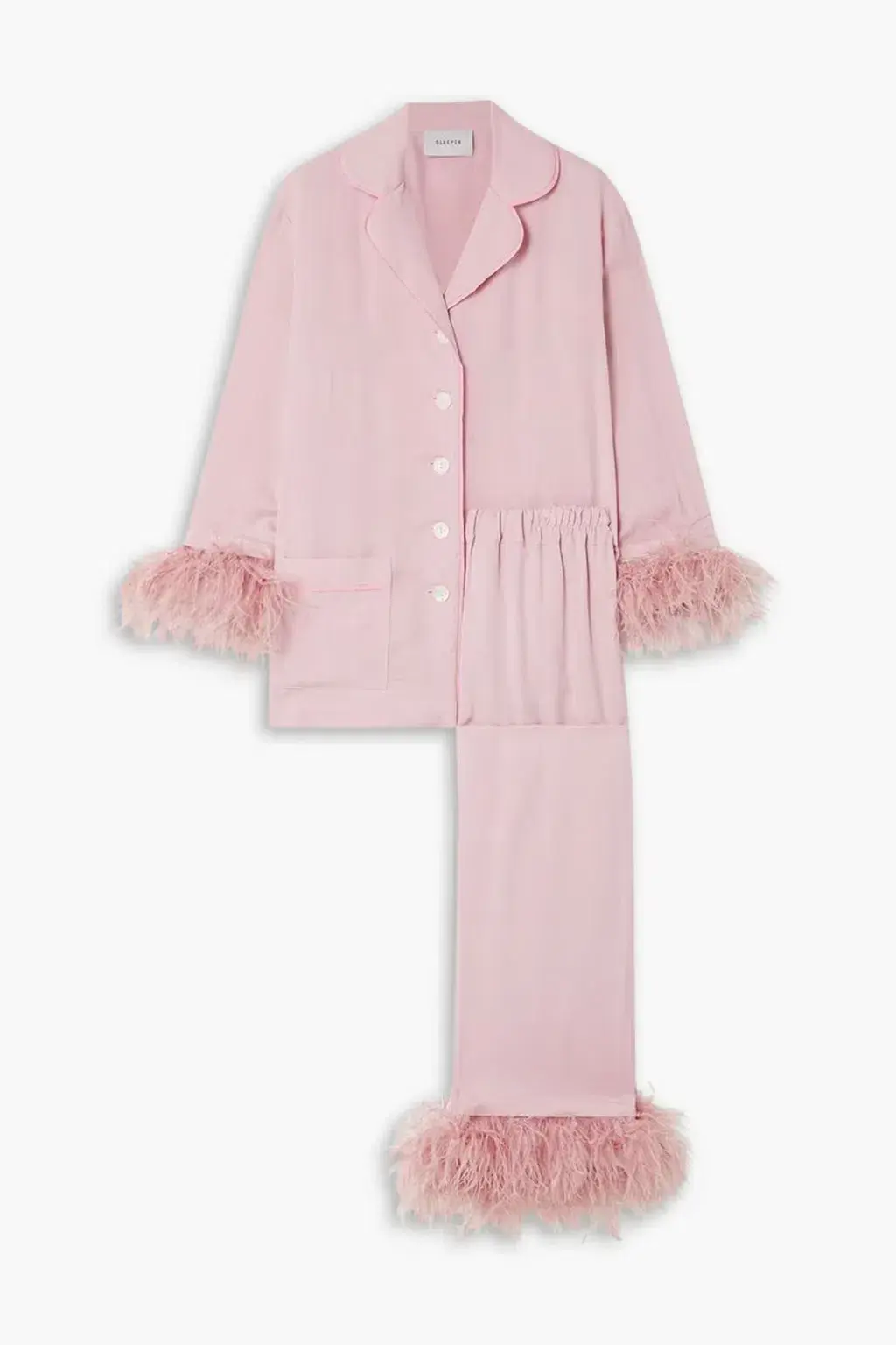 Sleeper Party Feather Trimmed Pajama Set Baby Pink Size M / UK 10 - Image 4