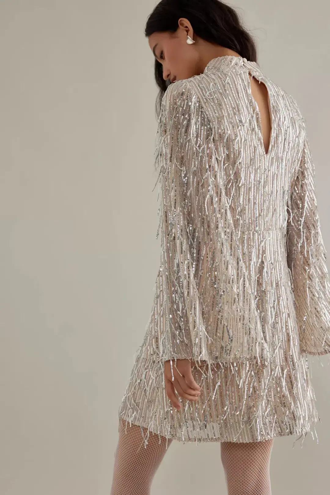 Queens of Archive The Mia Flare Sleeve Mini Dress Sequin Size S / UK 8 for rent on The Volte - main image