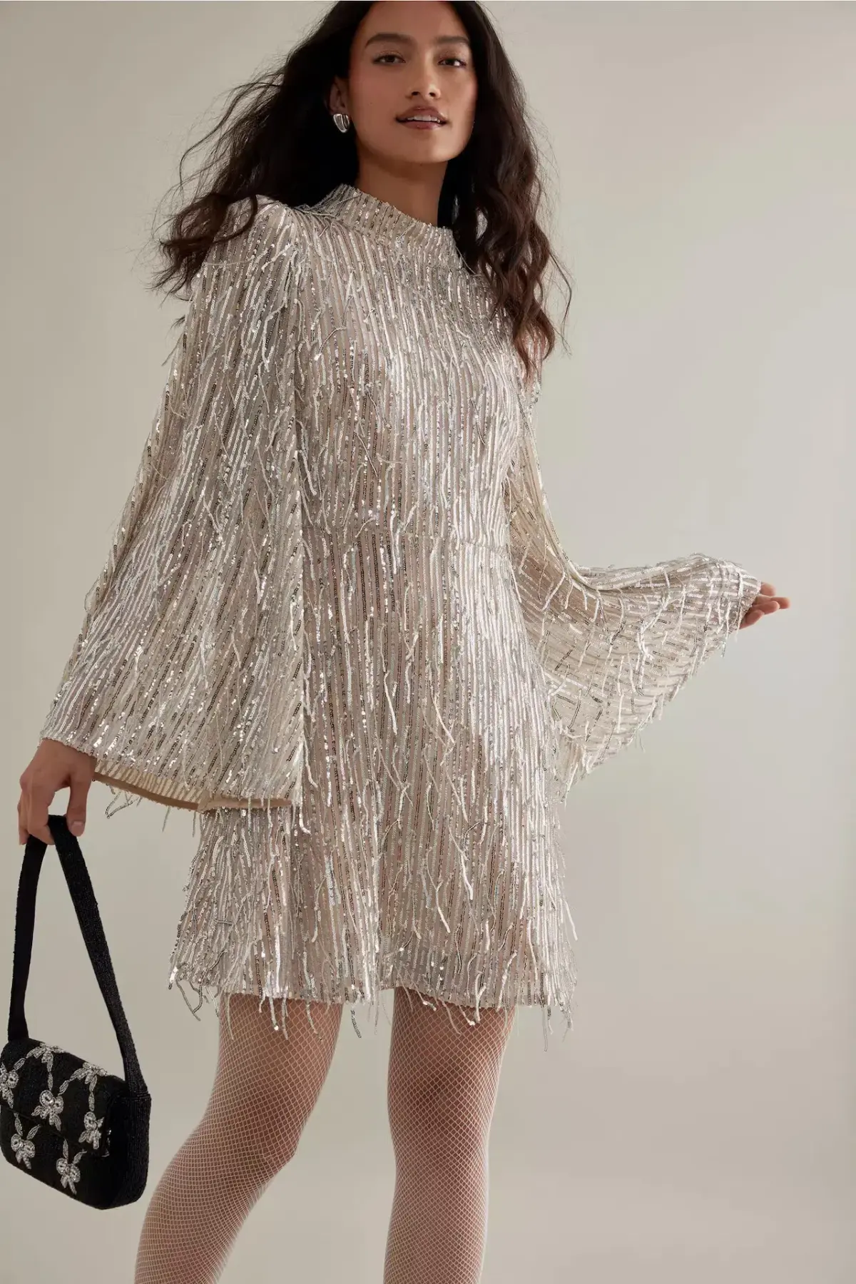 Queens of Archive The Mia Flare Sleeve Mini Dress Sequin Size S / UK 8 - Image 2