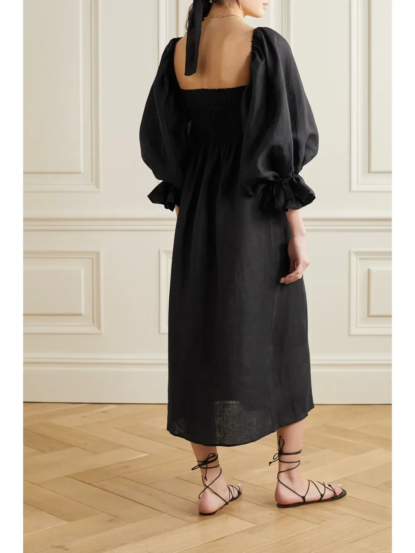 Sleeper Atlanta Off Shoulder Midi Dress Black Size M / UK 10 - Image 3