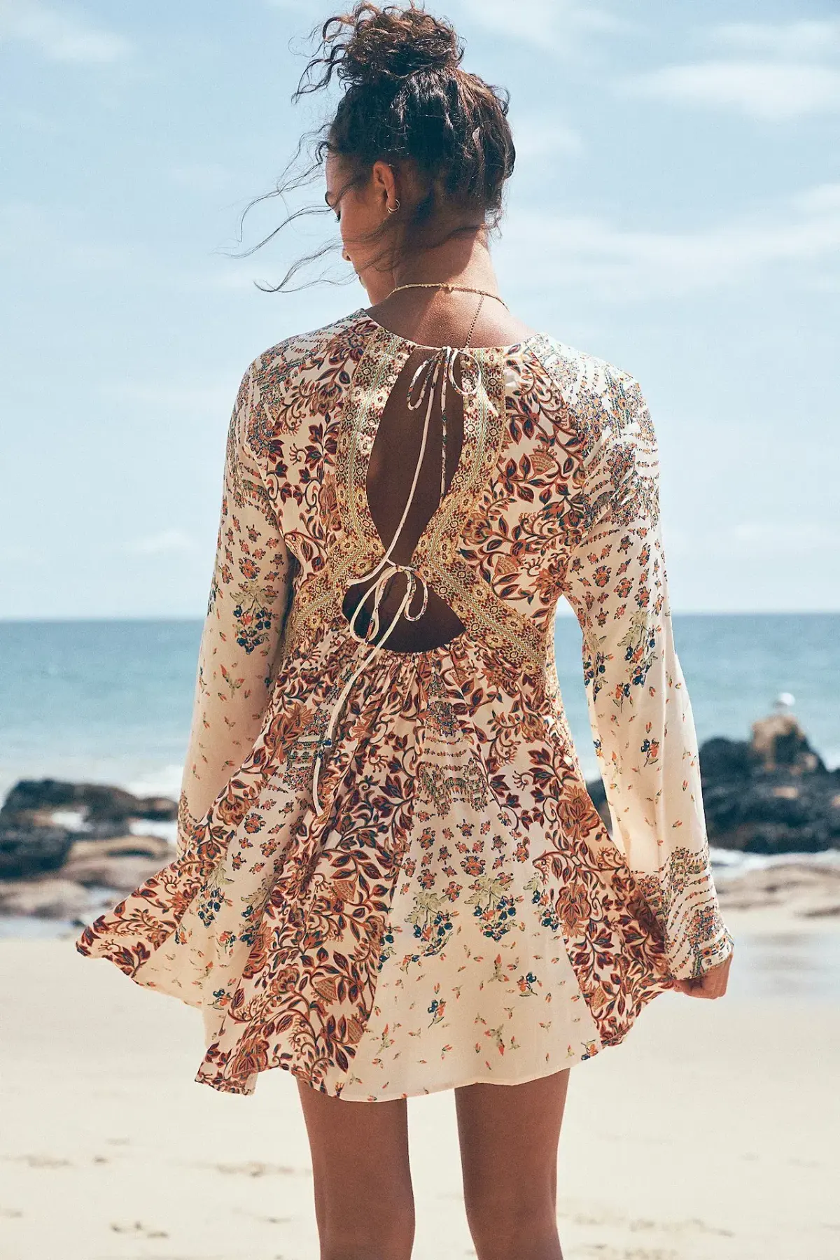 Free People Stevie Printed Tunic Mini Dress Tea Combo Size M / UK 10 - Image 4
