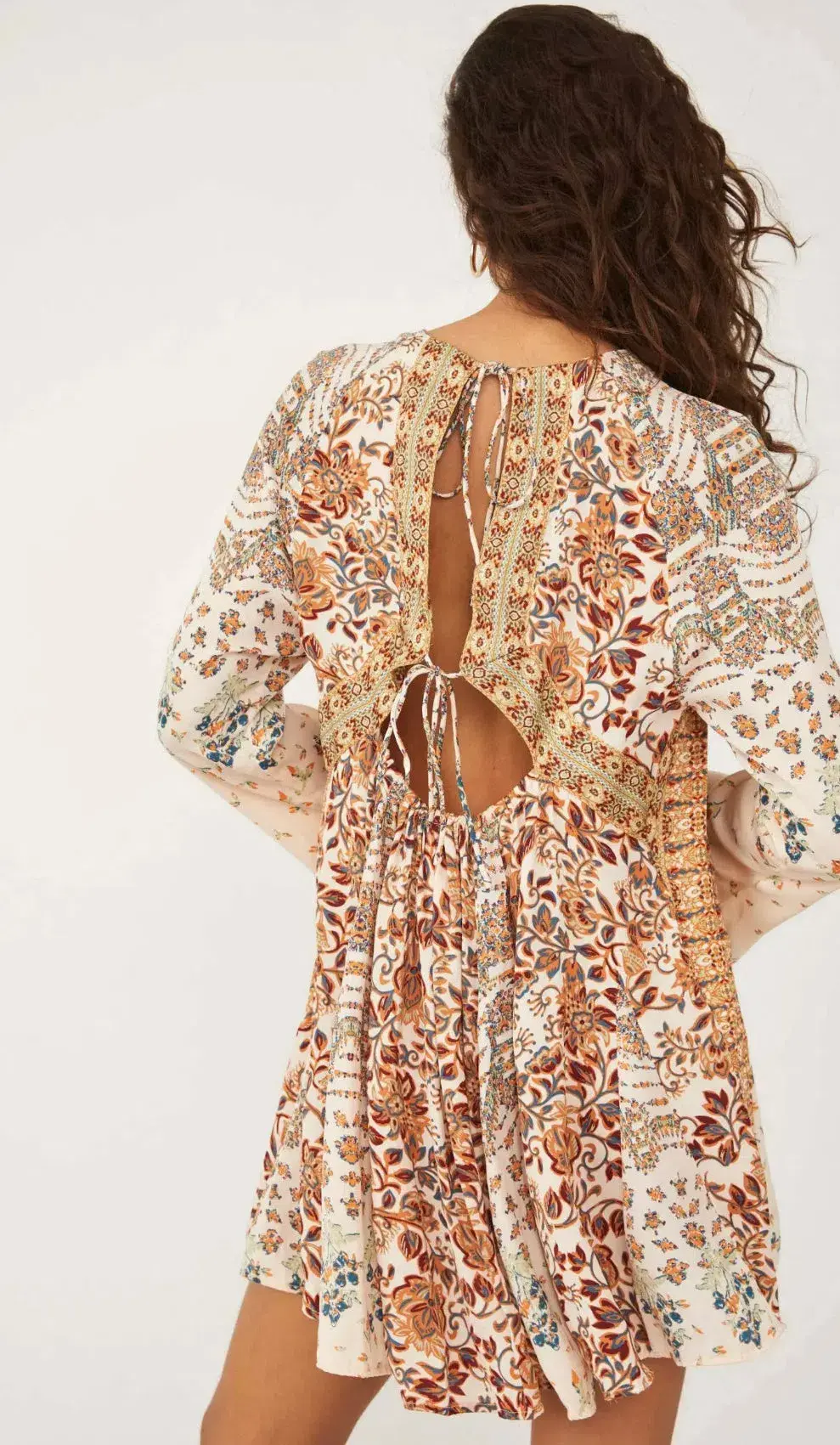 Free People Stevie Printed Tunic Mini Dress Tea Combo Size M / UK 10 - Image 6