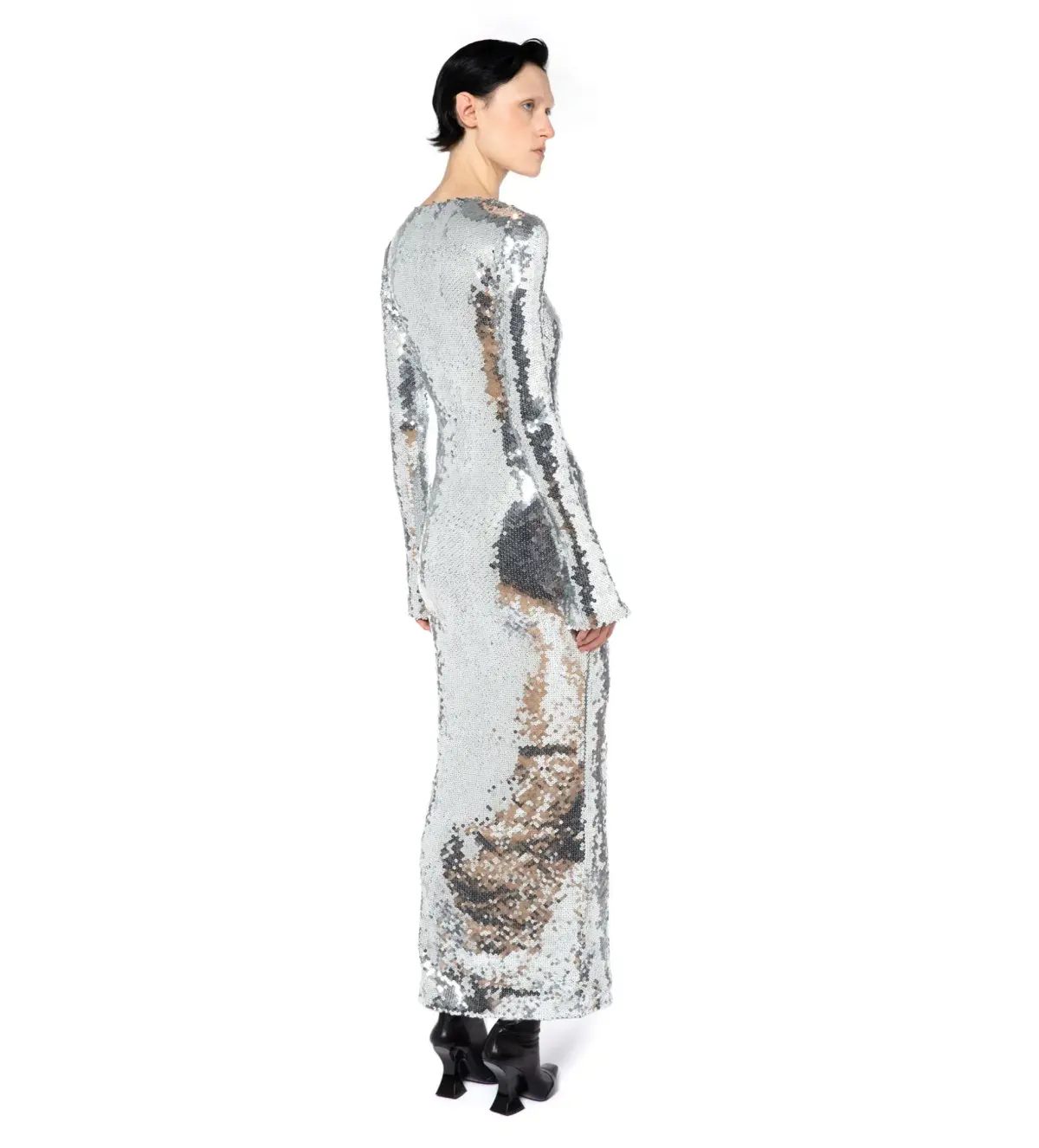 16ARLINGTON Solaria Sequin Dress Chrome Size 10  - Image 2