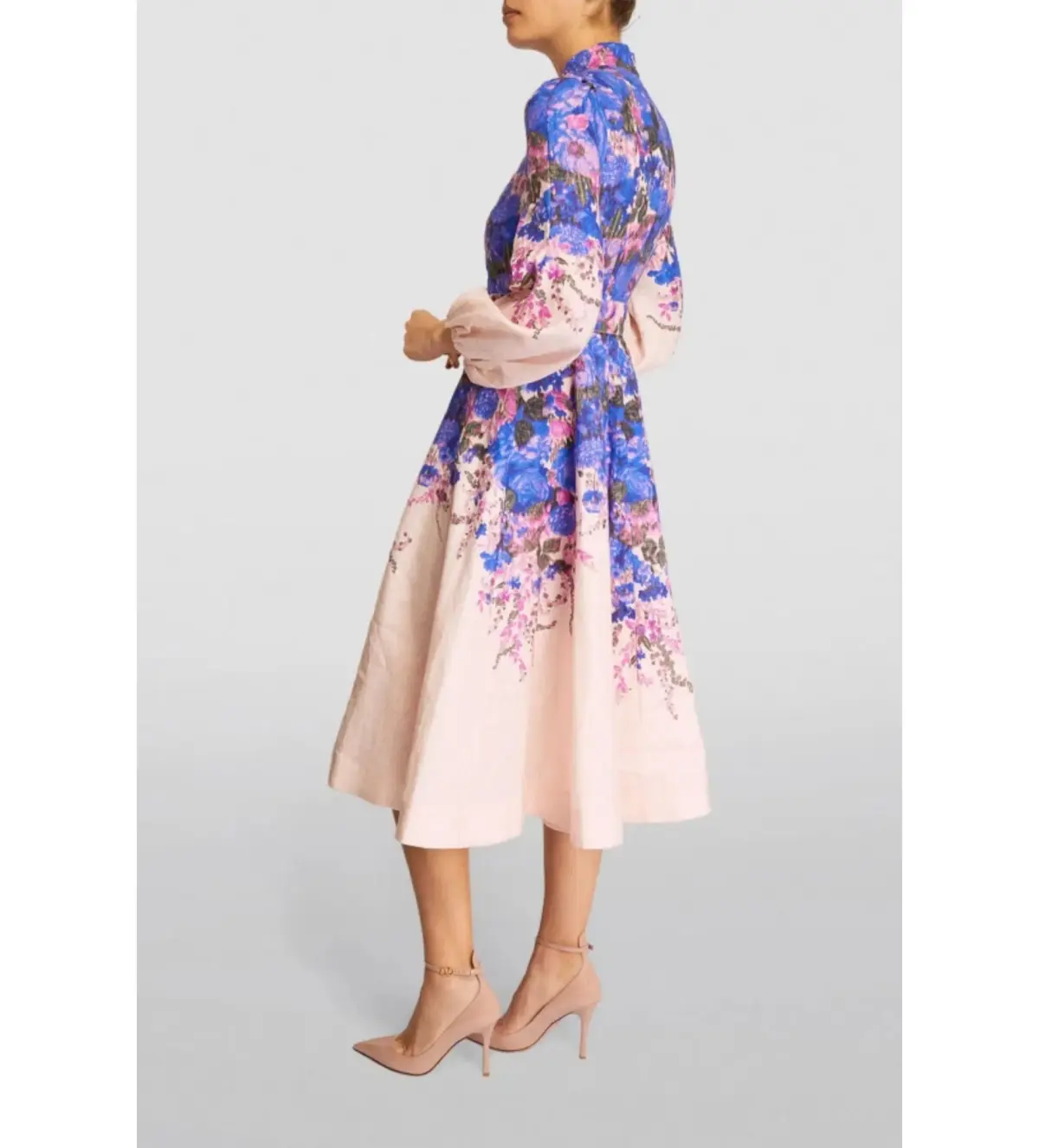 Zimmermann High Tide Buttoned Midi Dress in Purple Ikat Floral Size 1/Au 10 - Image 2