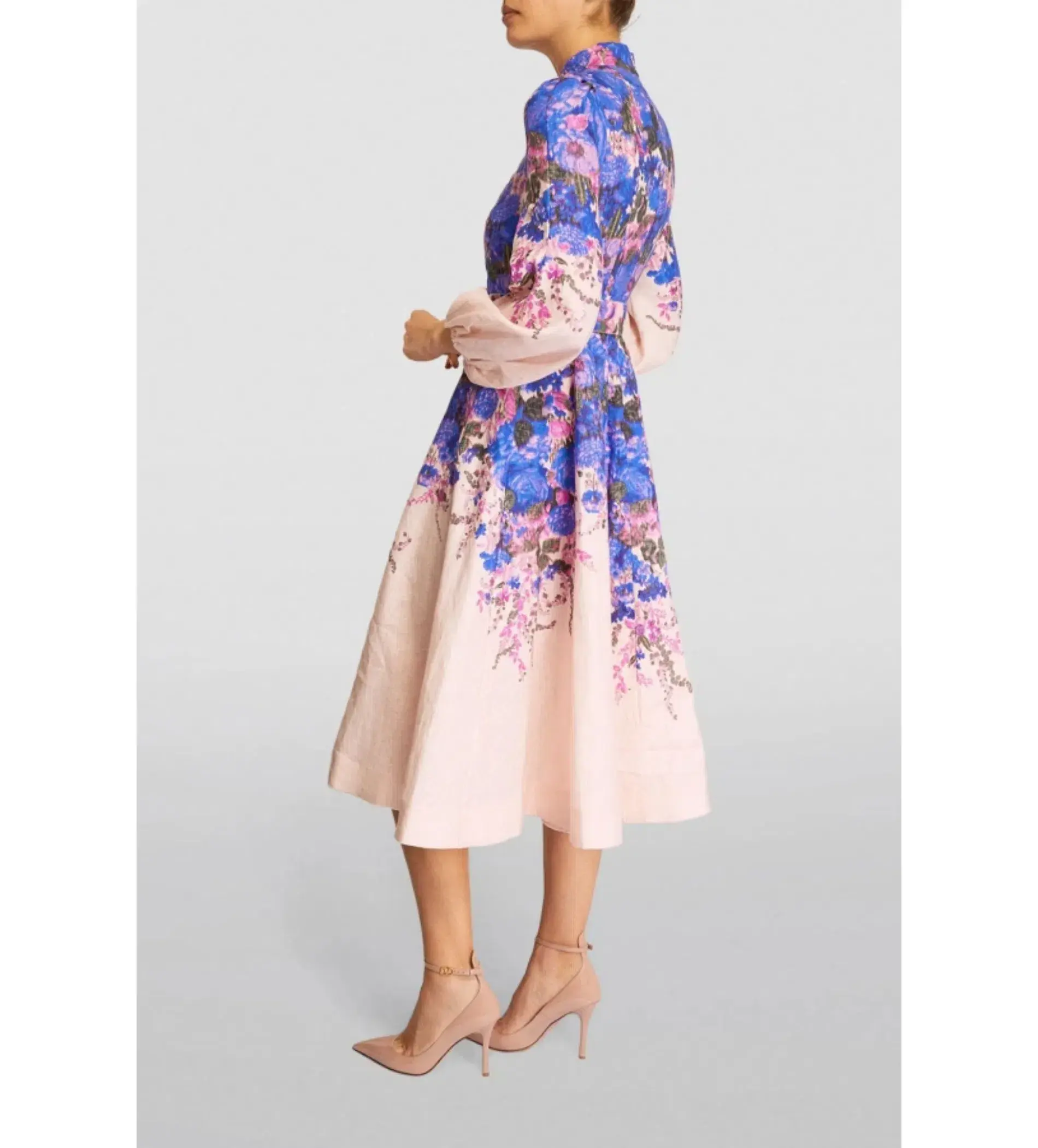 Zimmermann High Tide Buttoned Midi Dress in Purple Ikat Floral Size 1/Au 10 - Image 2