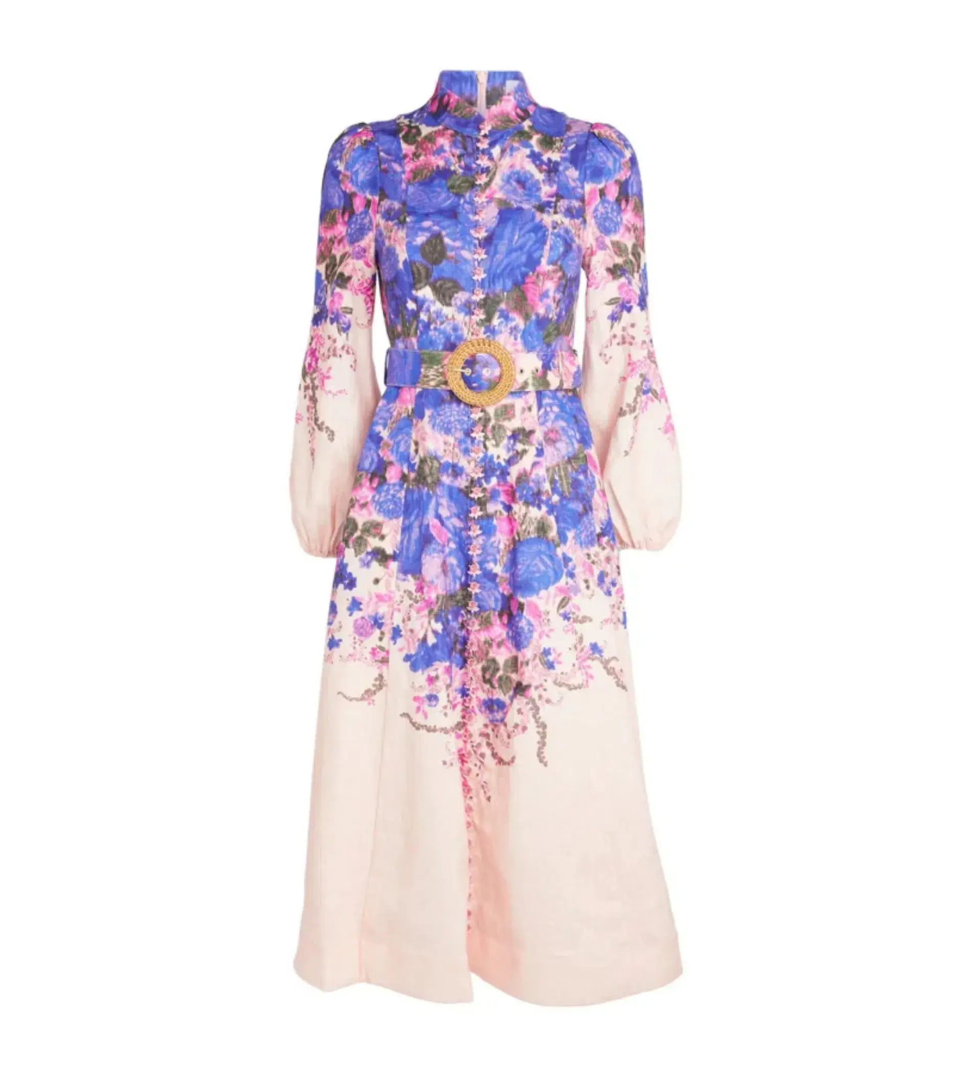 Zimmermann High Tide Buttoned Midi Dress in Purple Ikat Floral Size 1/Au 10 - Image 3