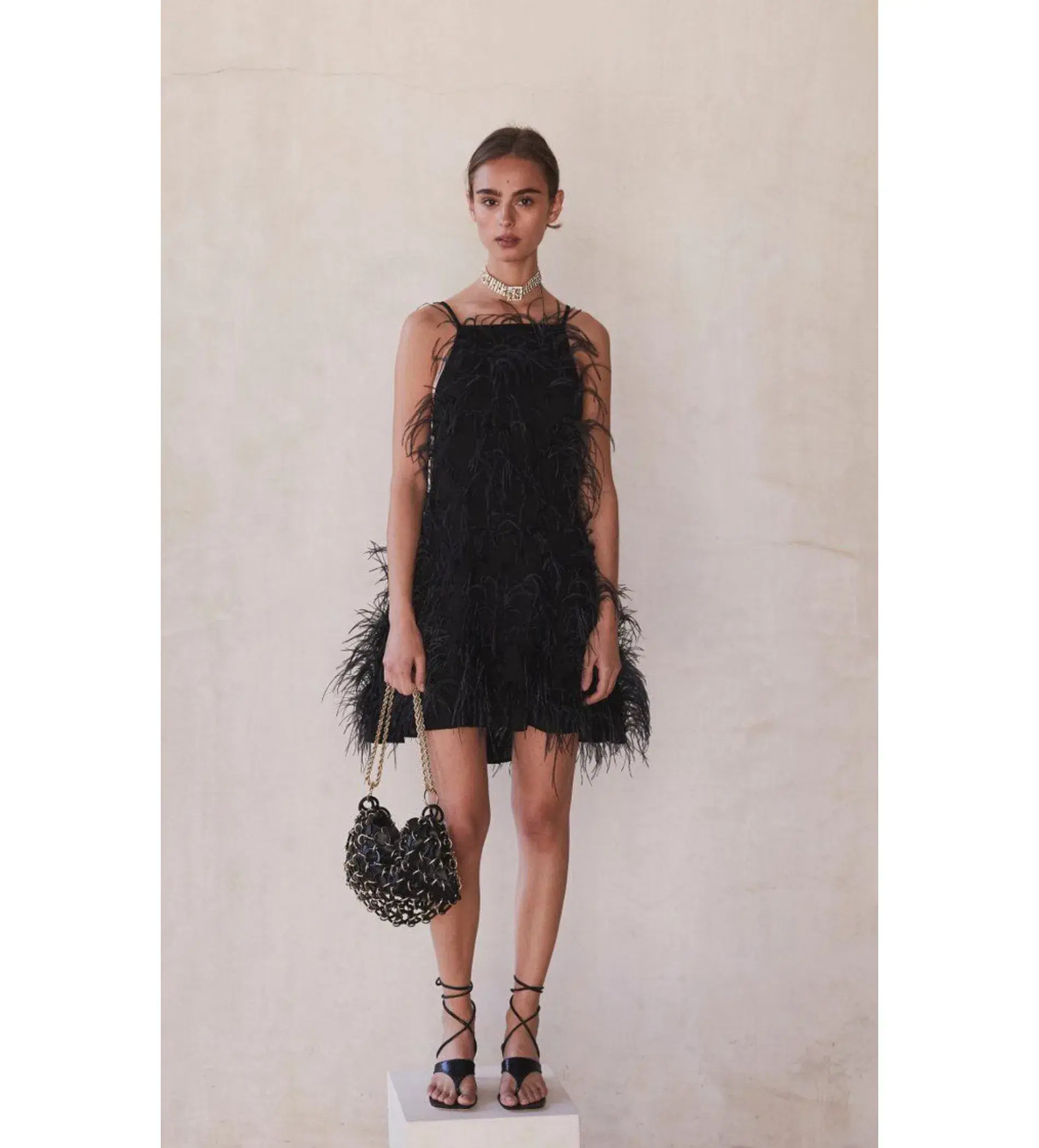 Cult Gaia Shannon Feather Dress Black Size M/Au 10  - Image 1