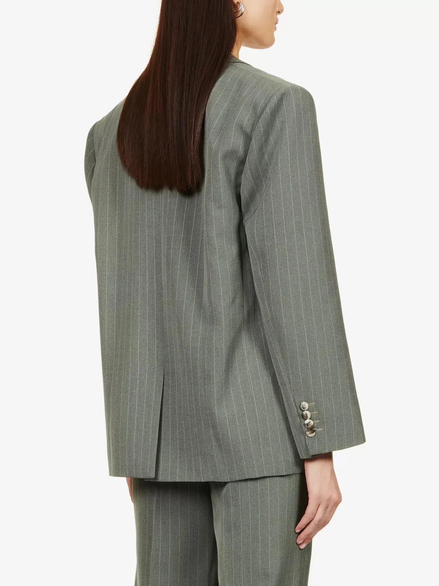 Musier Paris Candice Pinstriped Blazer Green Size UK 10 - Image 3