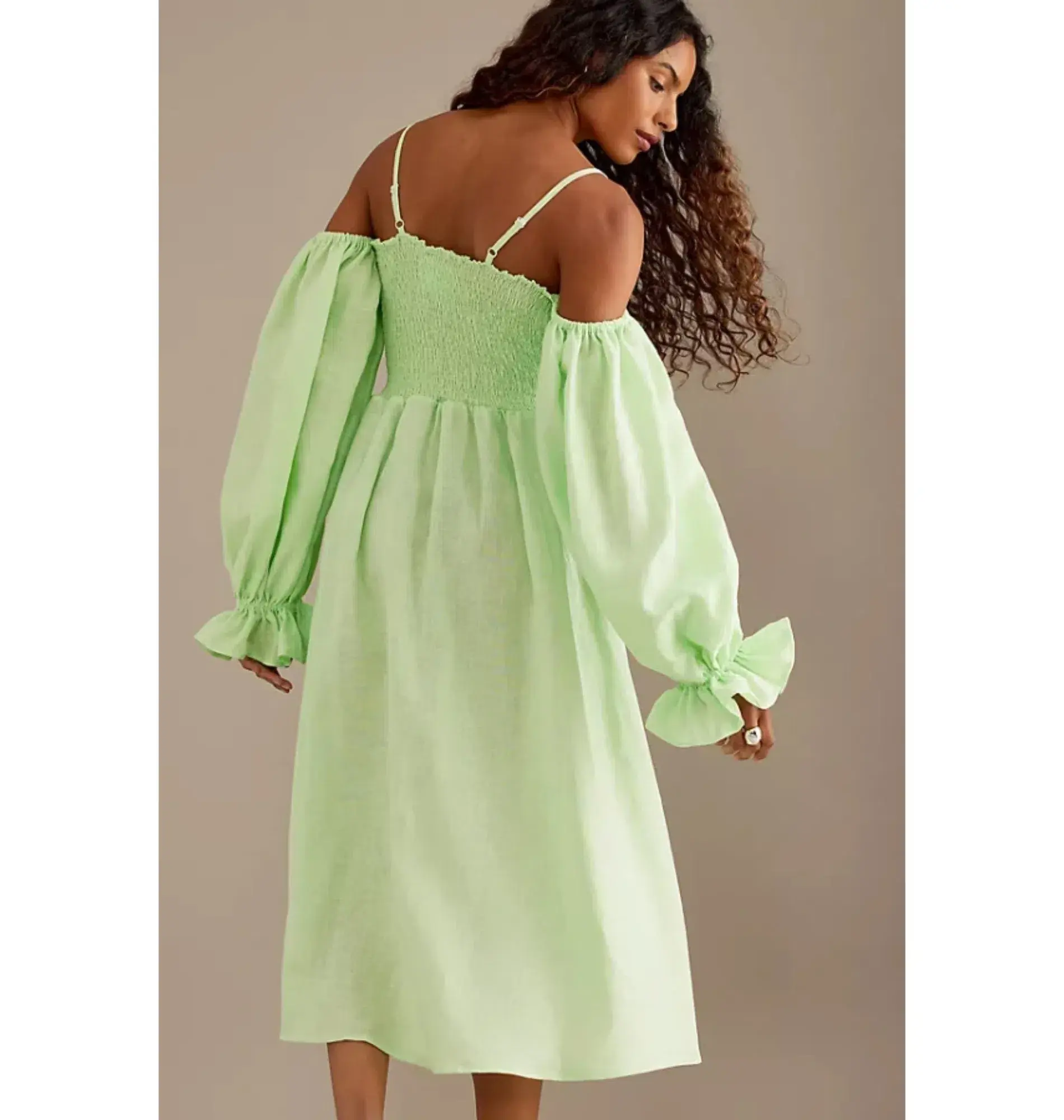 Sleeper Cancan Linen Maxi Dress Green Size XS / UK 6 - Image 2