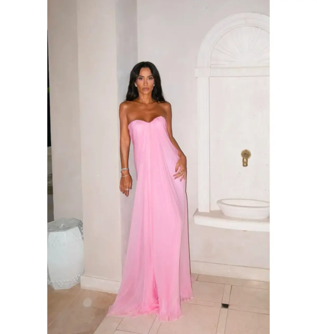 Alexander McQueen Strapless Silk Chiffon Draped Gown Pink Size 12 - Image 1