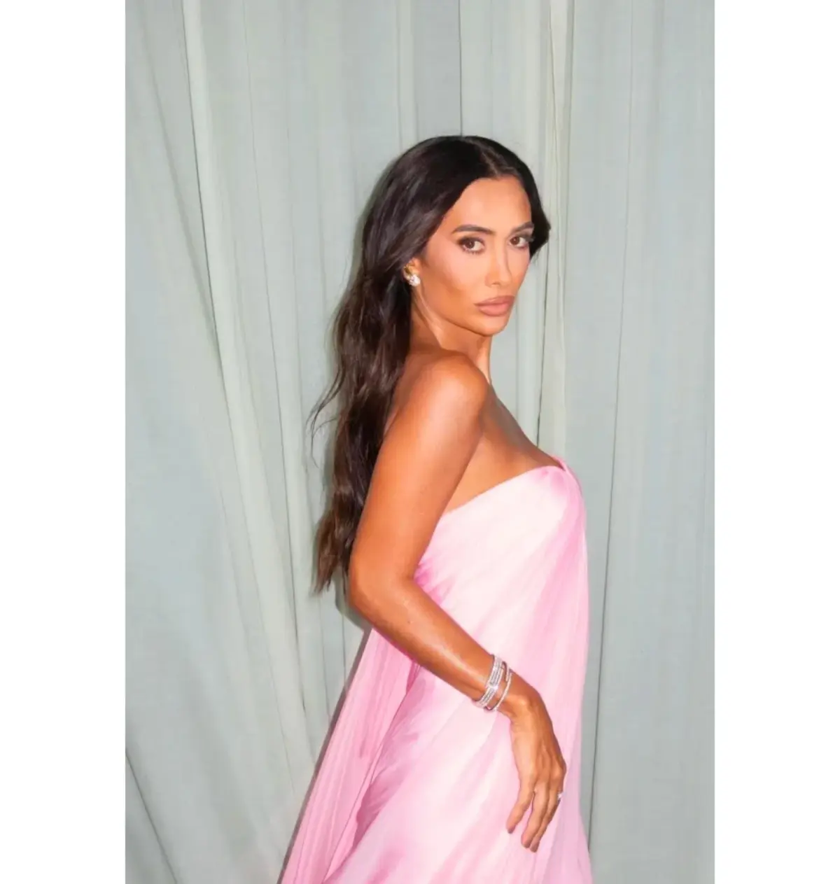 Alexander McQueen Strapless Silk Chiffon Draped Gown Pink Size 12 - Image 2