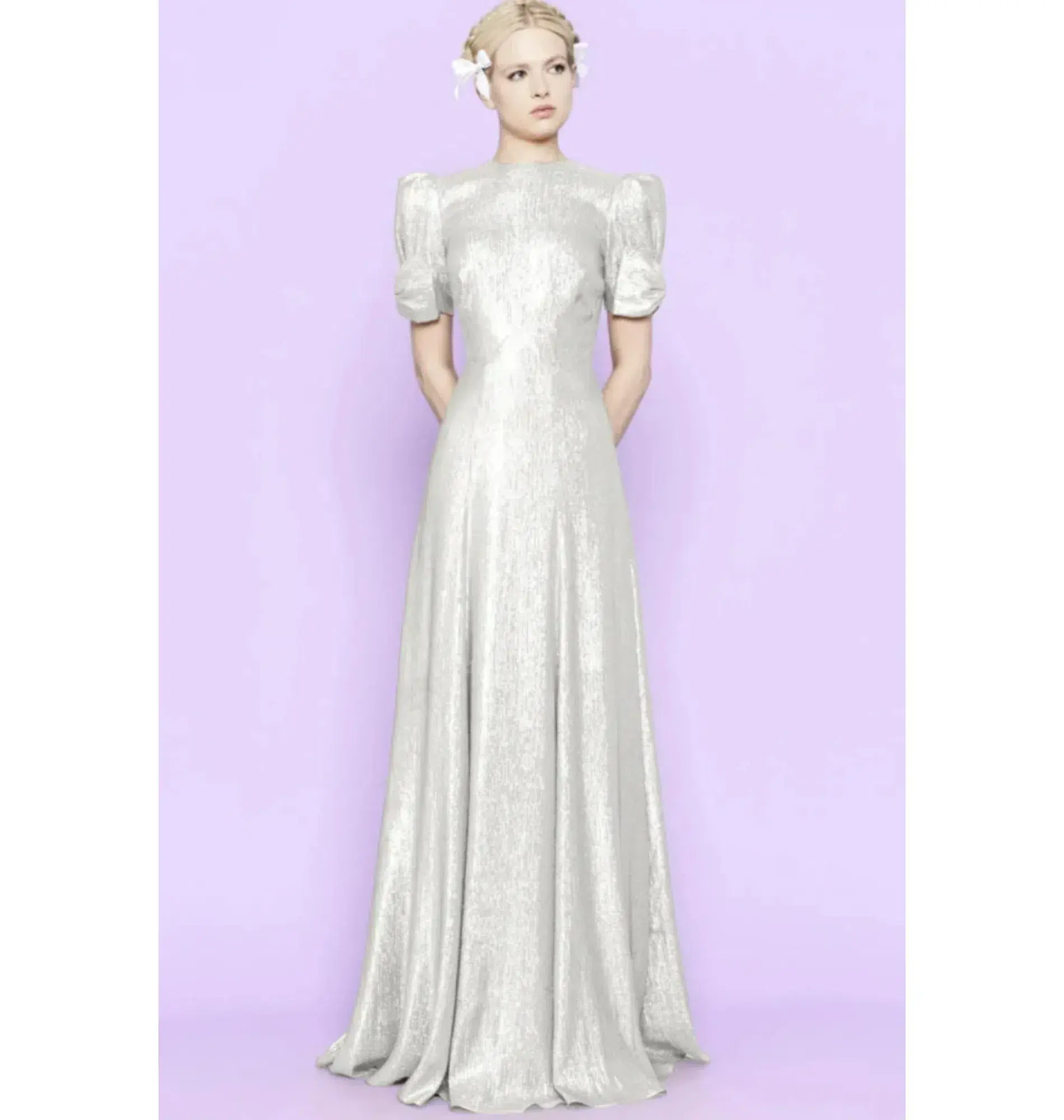 The Vampire’s Wife American Chevron Lame Gown Silver Size UK 10 - Image 1
