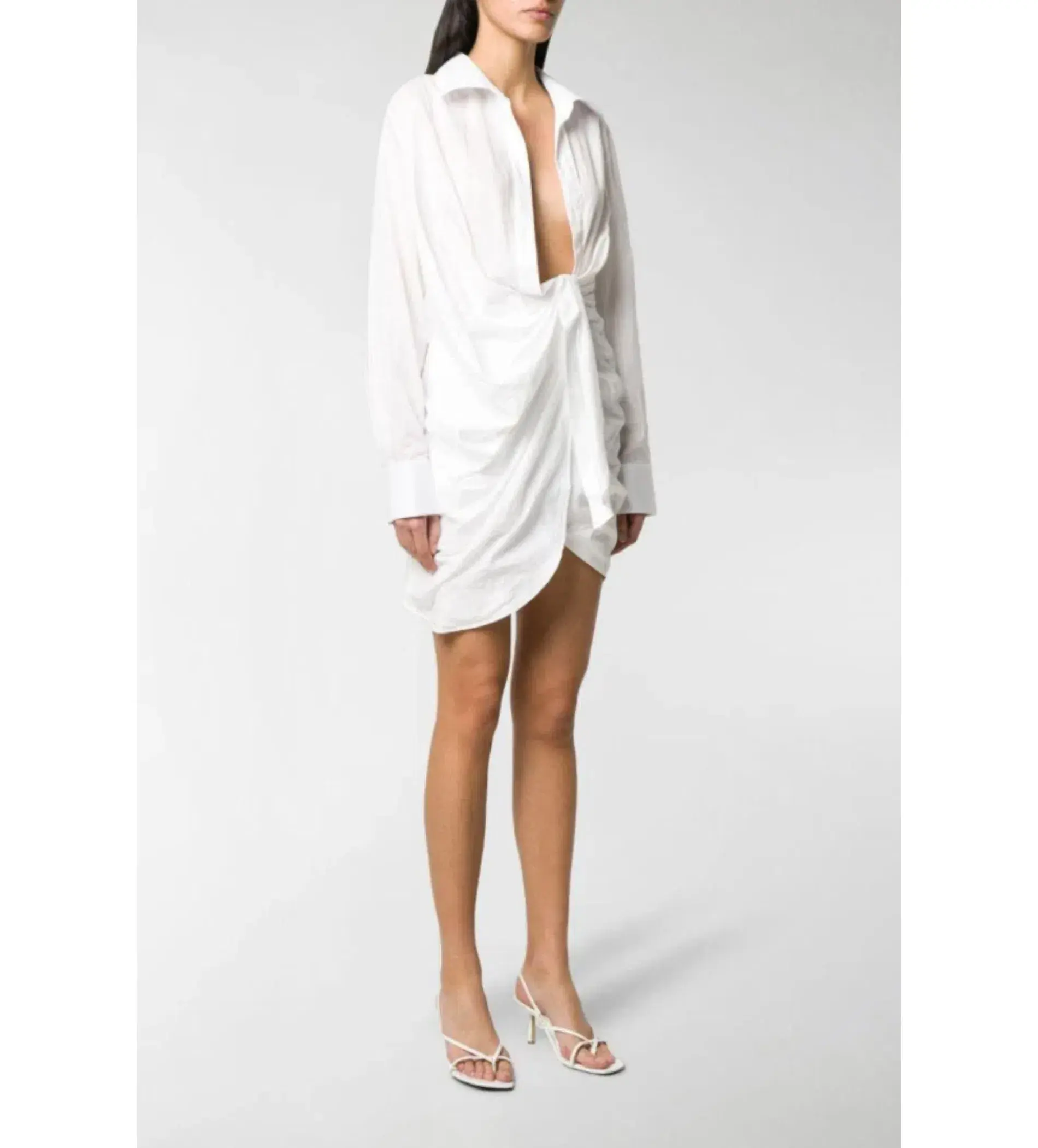 Jacquemus Rent Bahia Shirt Mini Dress White Size 12 - Image 4