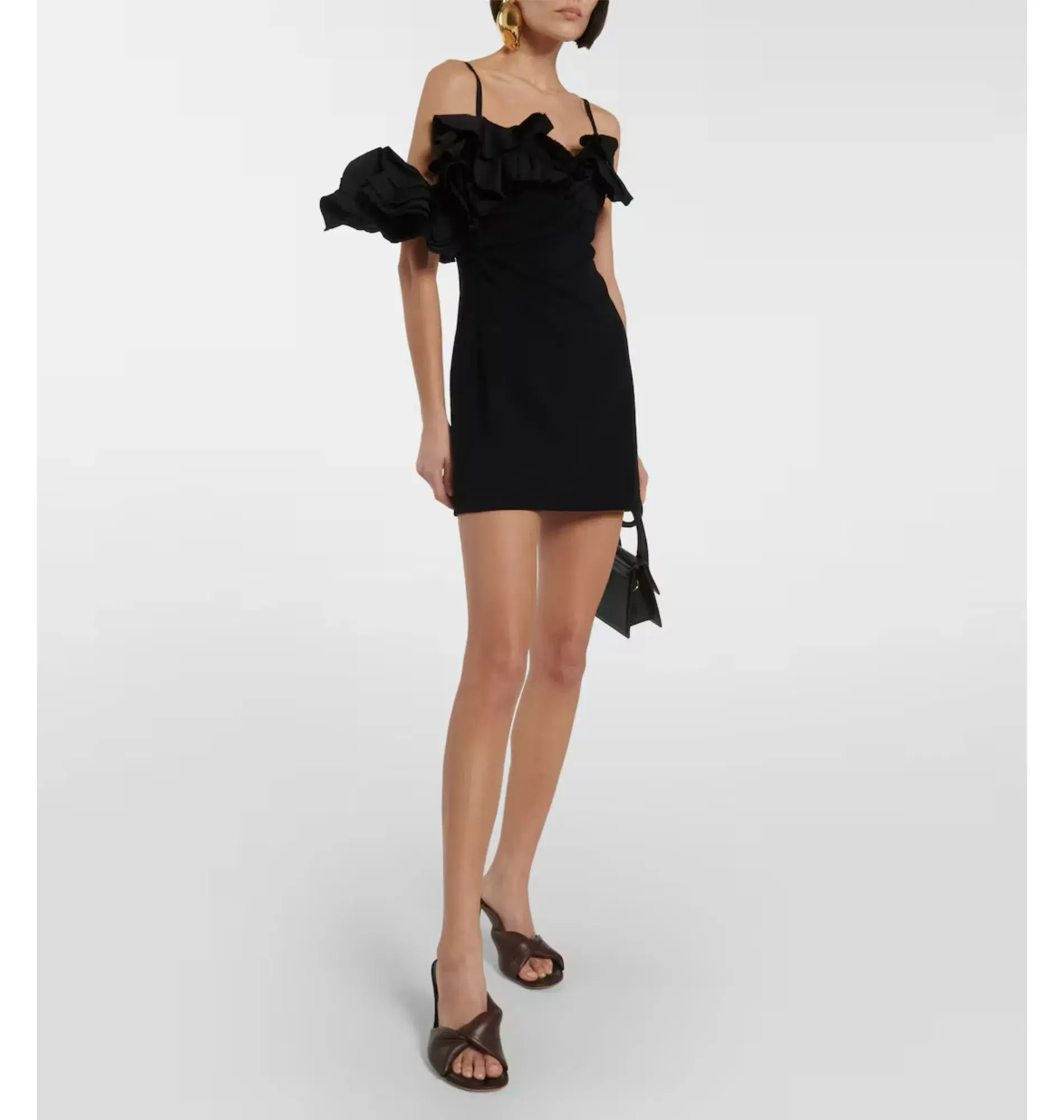 Jacquemus Le Robe Duna Frill Dress Black Size UK 10  - Image 3