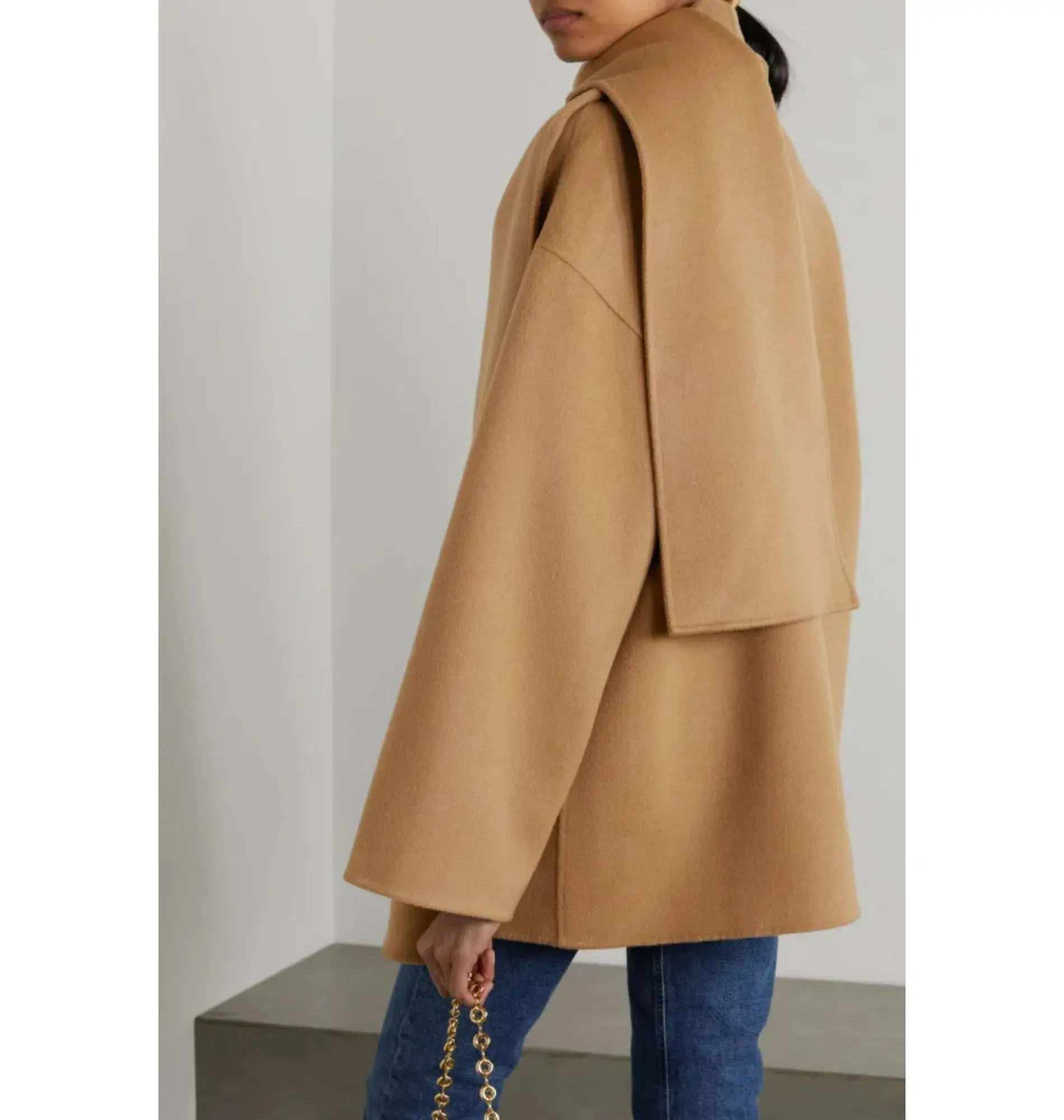 Totême Double Scarf Jacket Camel Size UK 10 - Image 3