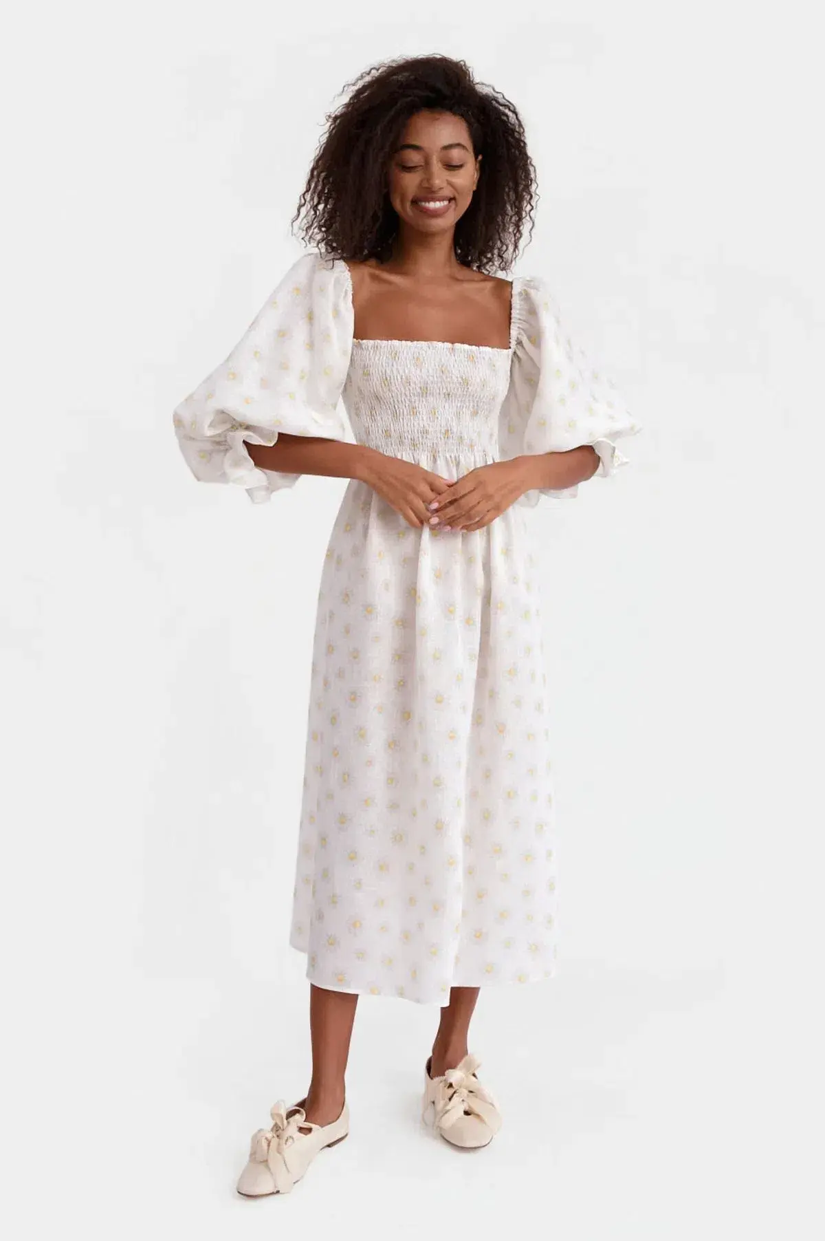 Sleeper Atlanta Daisy Midi Dress Floral Size S / UK 8 - Image 1