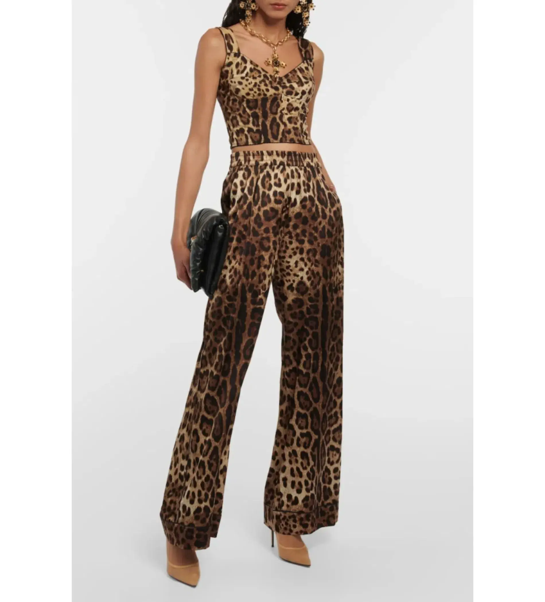 Dolce & Gabbana Leopard Silk Trousers UK 10 - Image 1