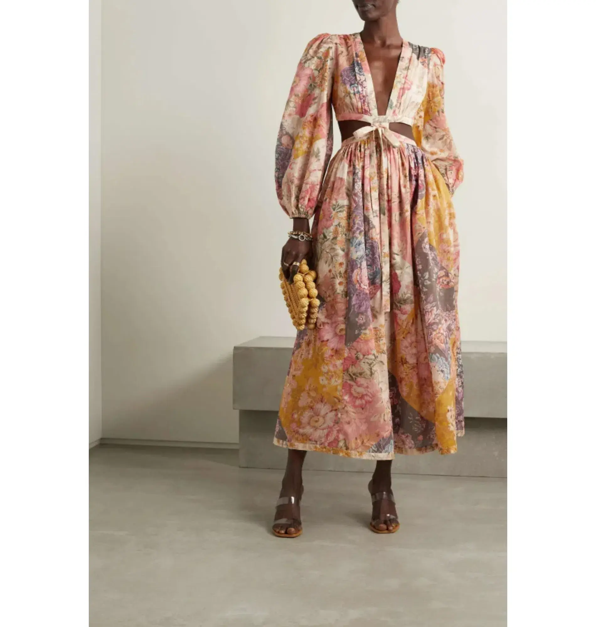Zimmermann Patti Spliced Midi Dress Floral Size 2 / UK 12 - Image 1