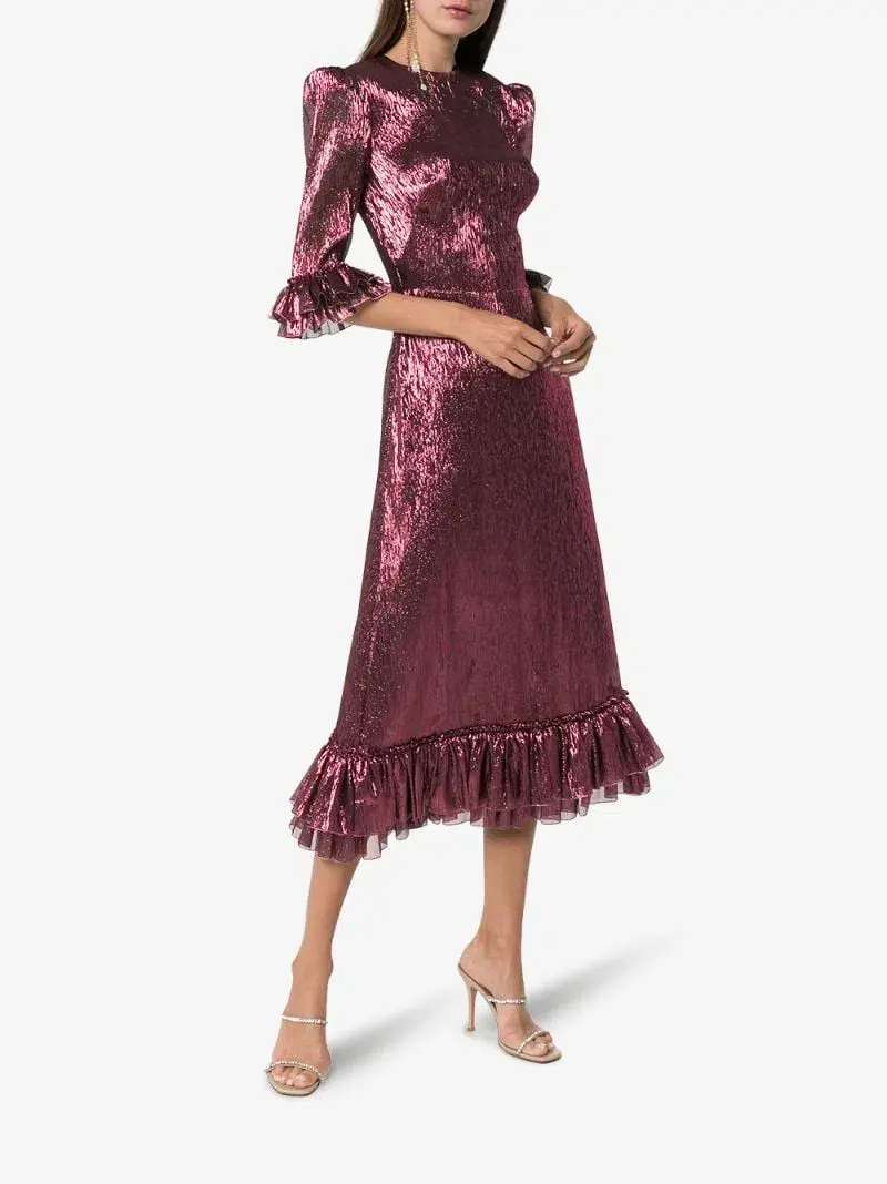 The Vampire's Wife The Falconetti Midi Dress in Berry Pink Size UK 12 - Image 1
