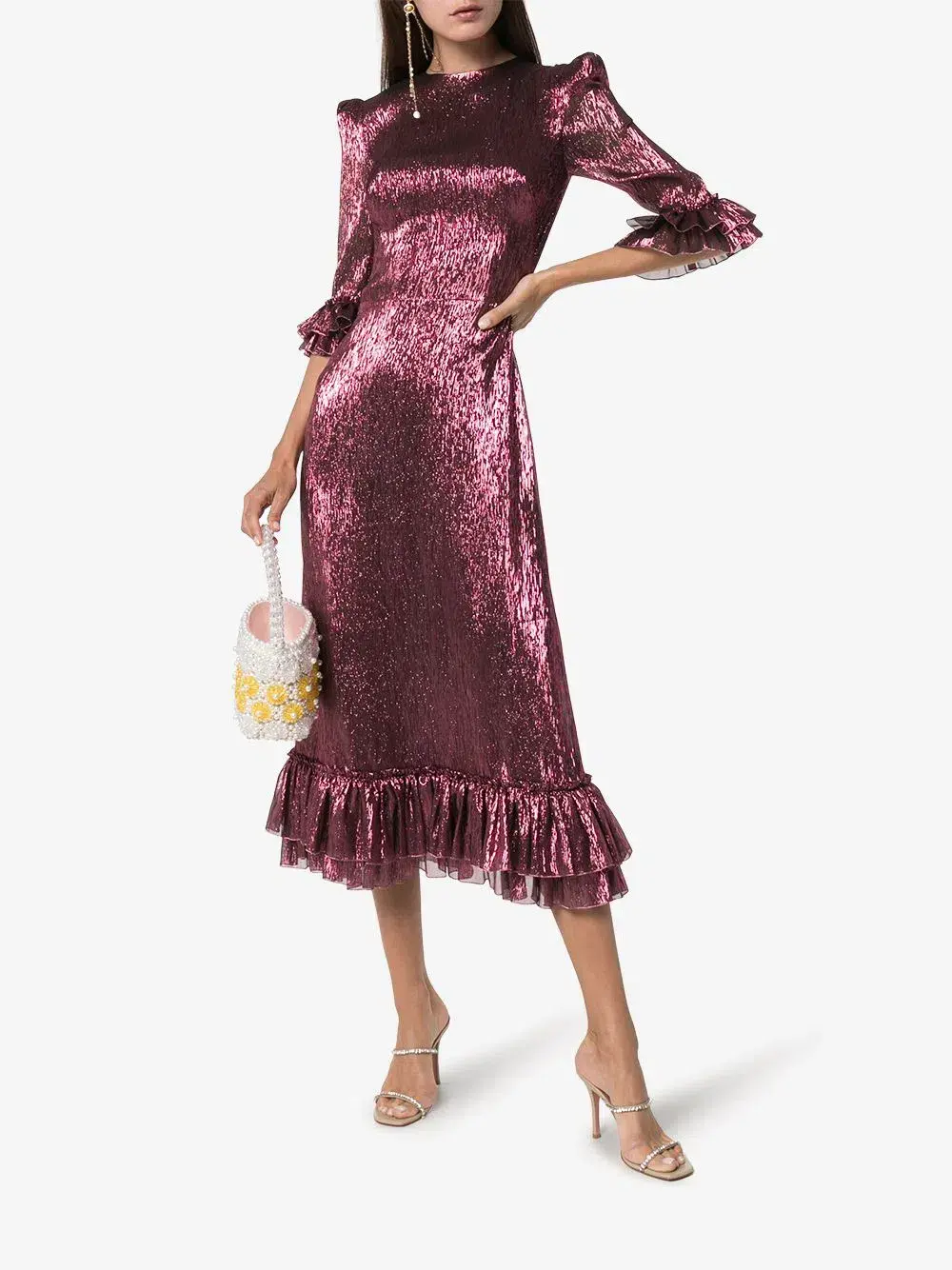 The Vampire's Wife The Falconetti Midi Dress in Berry Pink Size UK 12 - Image 2