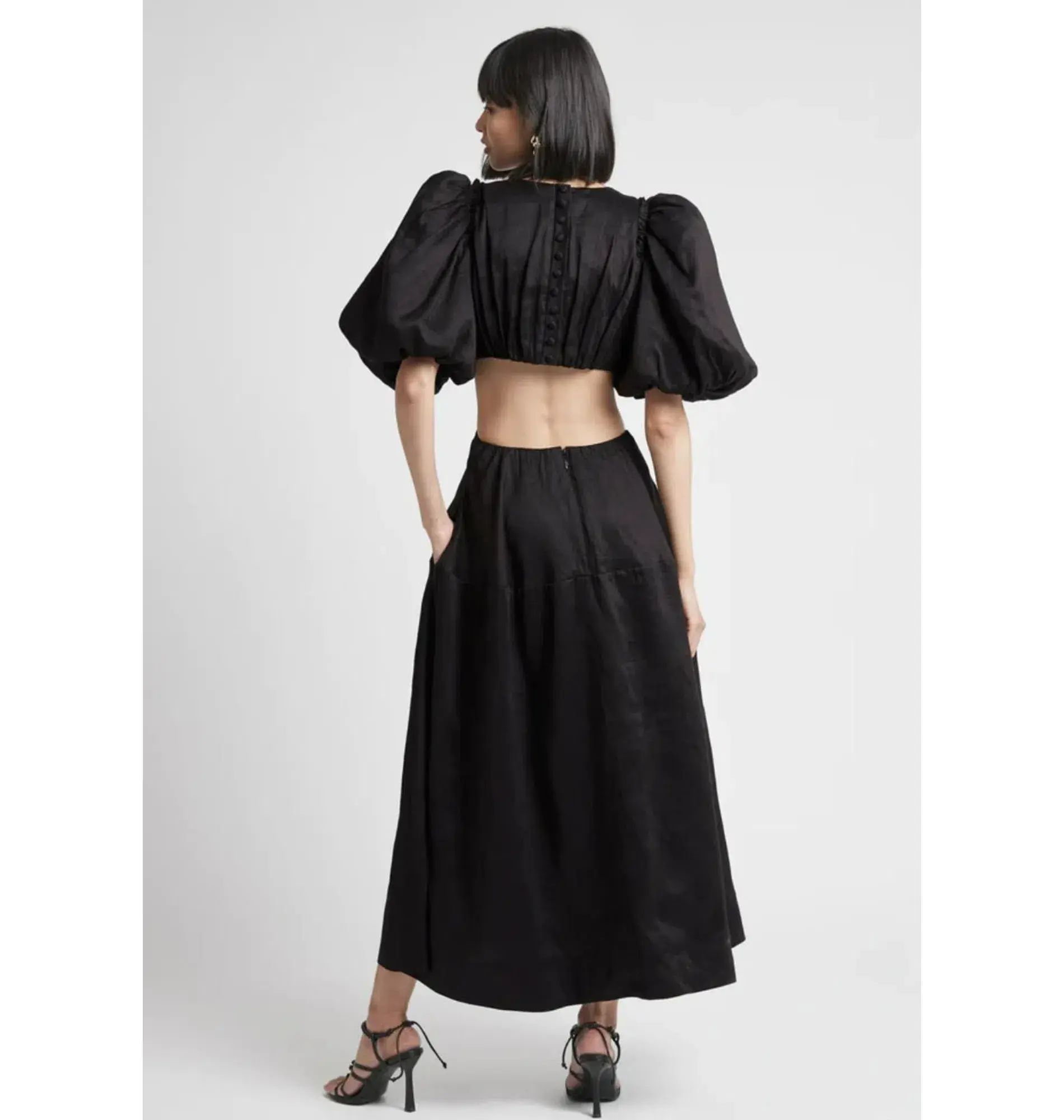 Aje Vanades Cut Out Dress Black Size UK 10 - Image 3