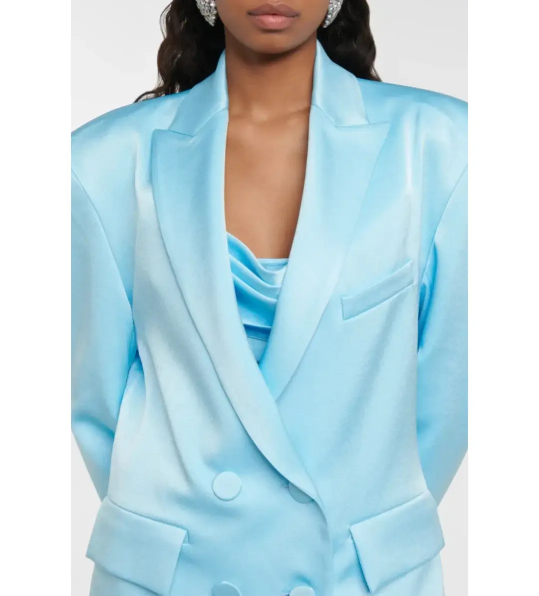 Alex Perry Wells Satin Blazer Blue Size 8 for rent on The Volte - main image