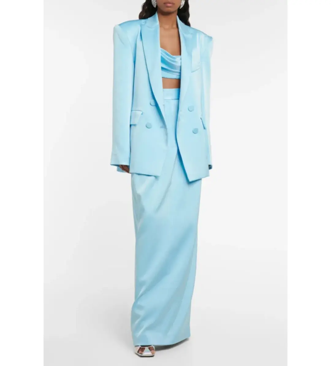 Alex Perry Wells Satin Blazer Blue Size 8 for rent on The Volte - main image