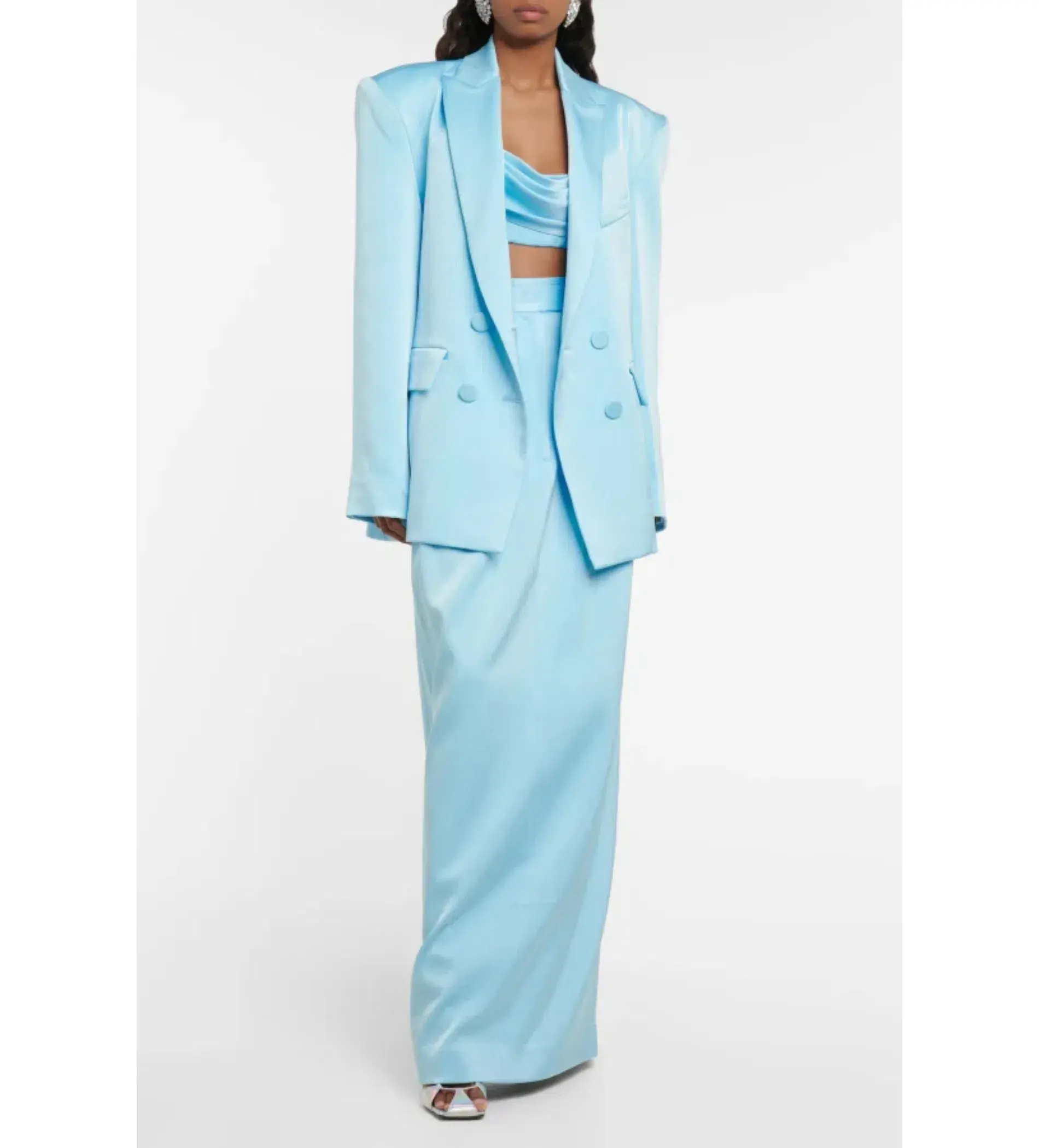 Alex Perry Wells Satin Blazer Blue Size 8 - Image 1