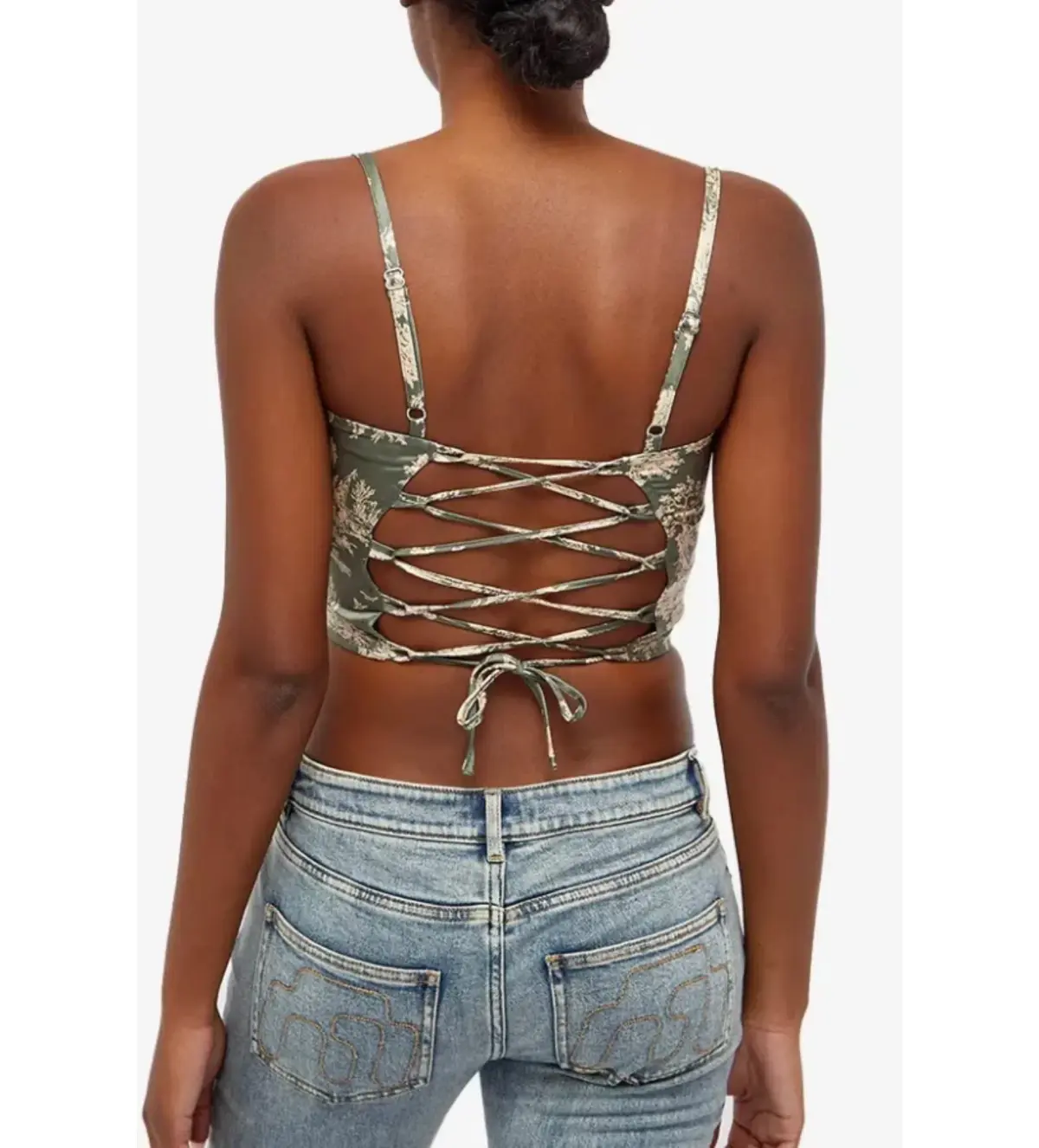 Miaou Venus Silk Corset Top Moss Size L/UK 12 - Image 3