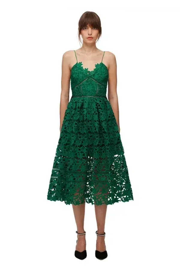 Self-Portrait Azalea Dress Green Size UK 12 - Image 1