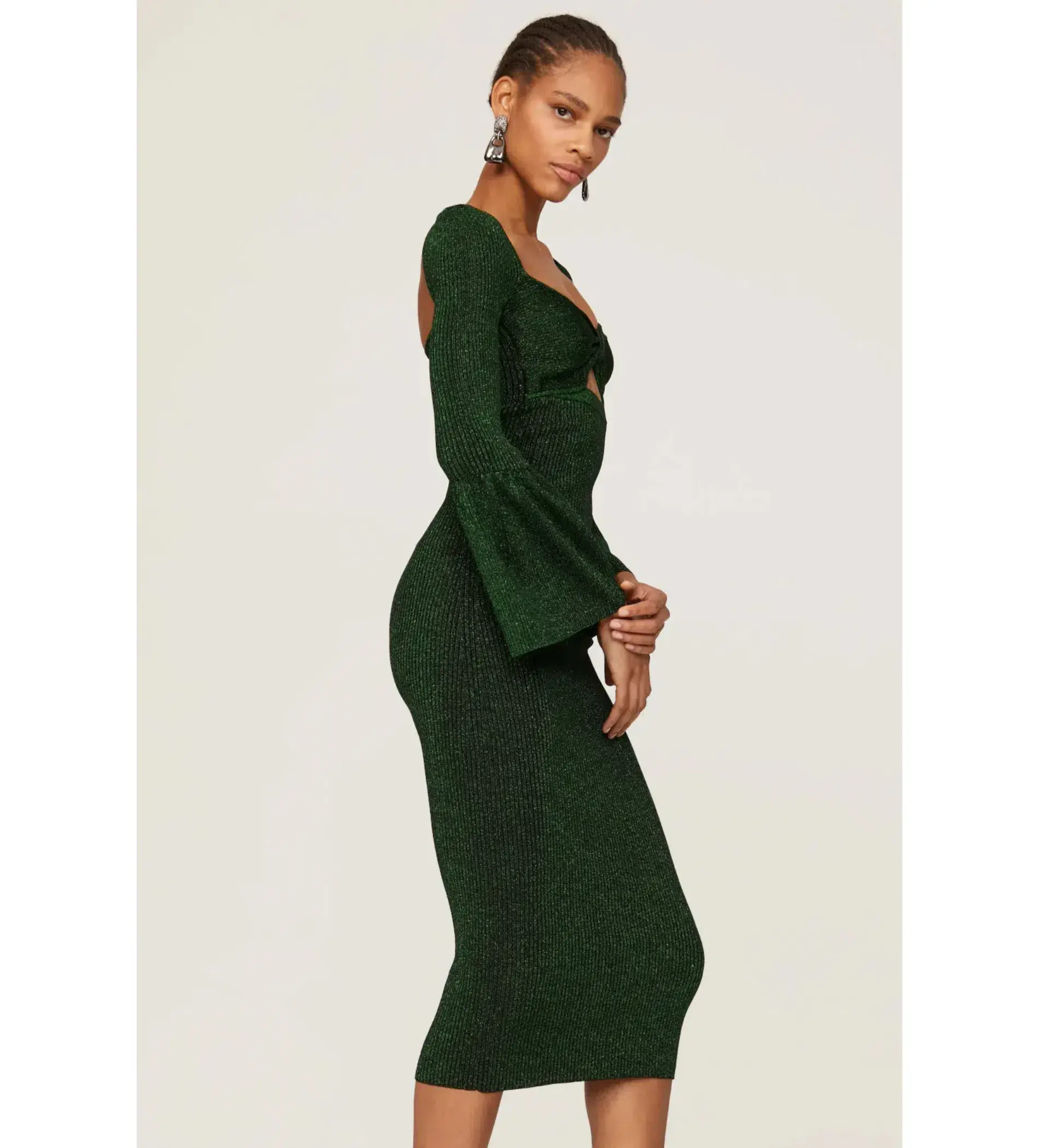 Self-Portrait Green Knit Midi Dress in Size UK 10 - Image 2