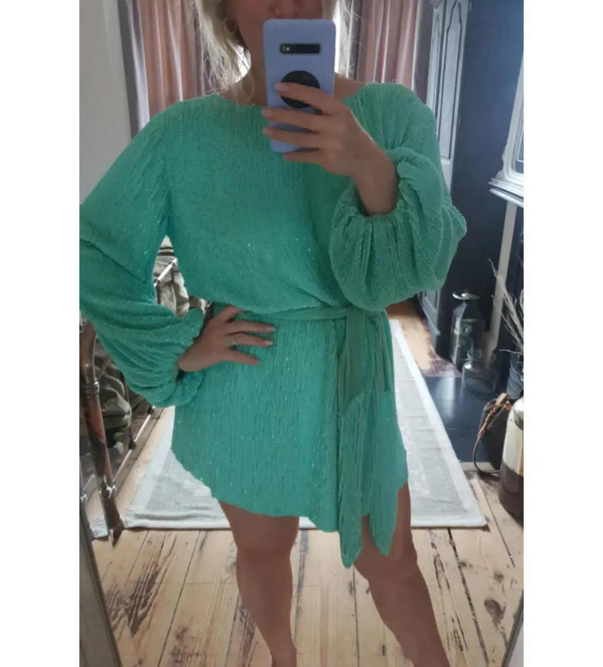 Retrofête Grace Sequin Mini Dress Green Size S/UK 8 - Image 2