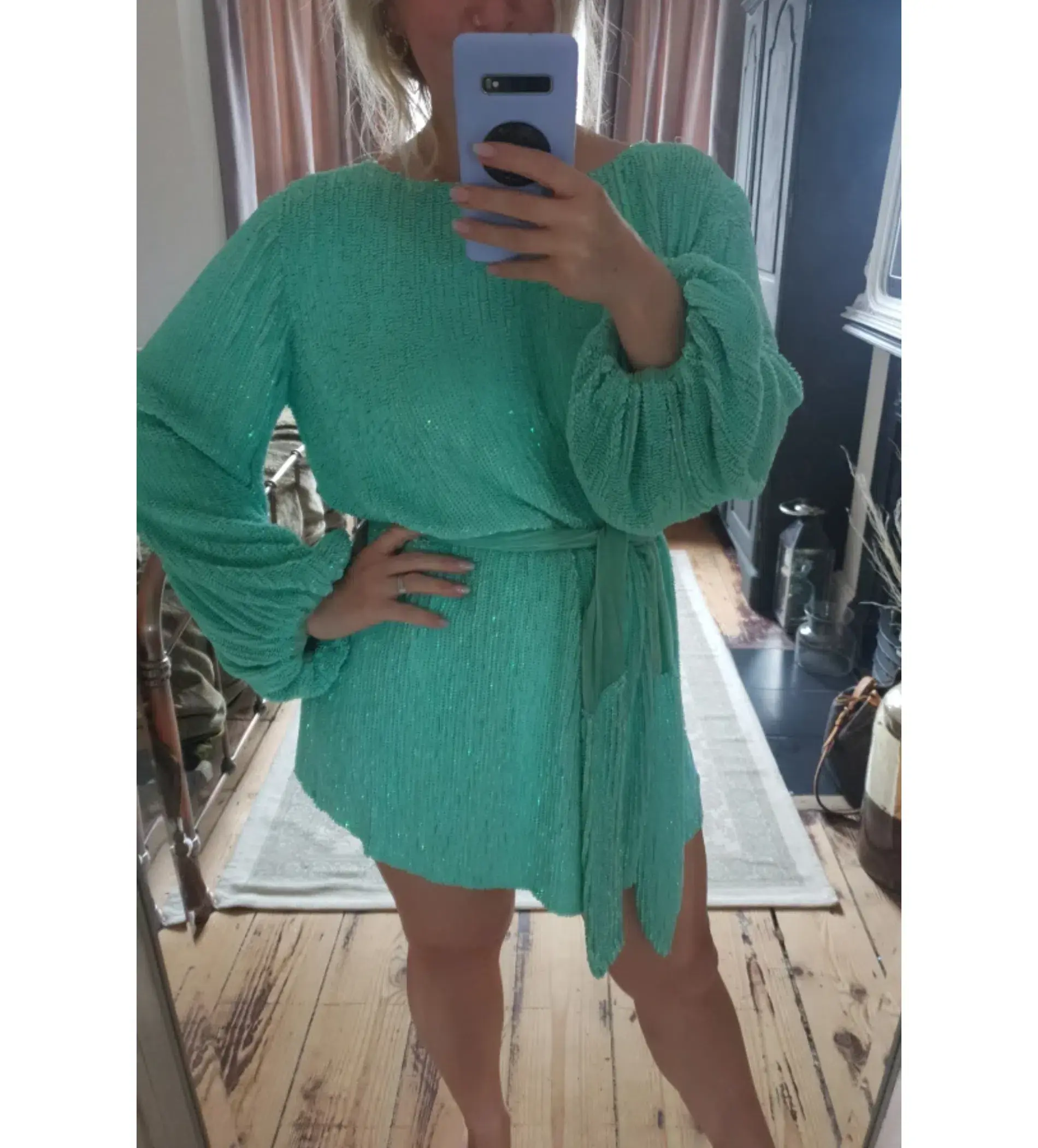 Retrofête Grace Sequin Mini Dress Green Size S/UK 8 - Image 2