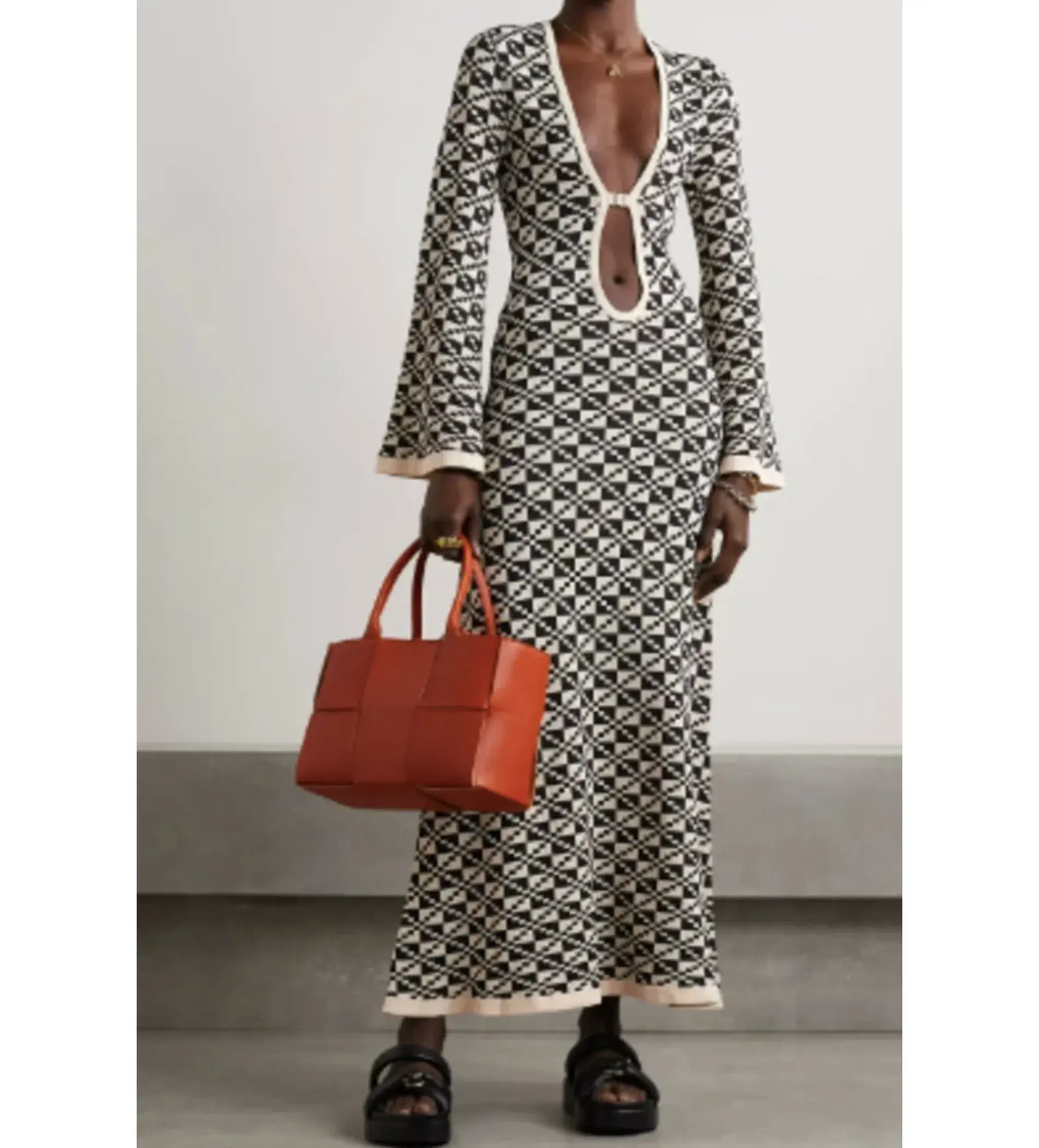 Dodo Bar Or Black Lori Cut Out Knit Maxi Print Size 12 - Image 1