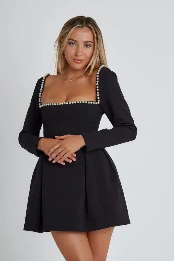 The Ultimate Muse Pearl Mini Dress Black Size 10 - Image 2