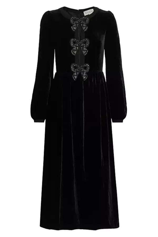 Saloni Camille Midi Dress Black Size UK 10 - Image 4