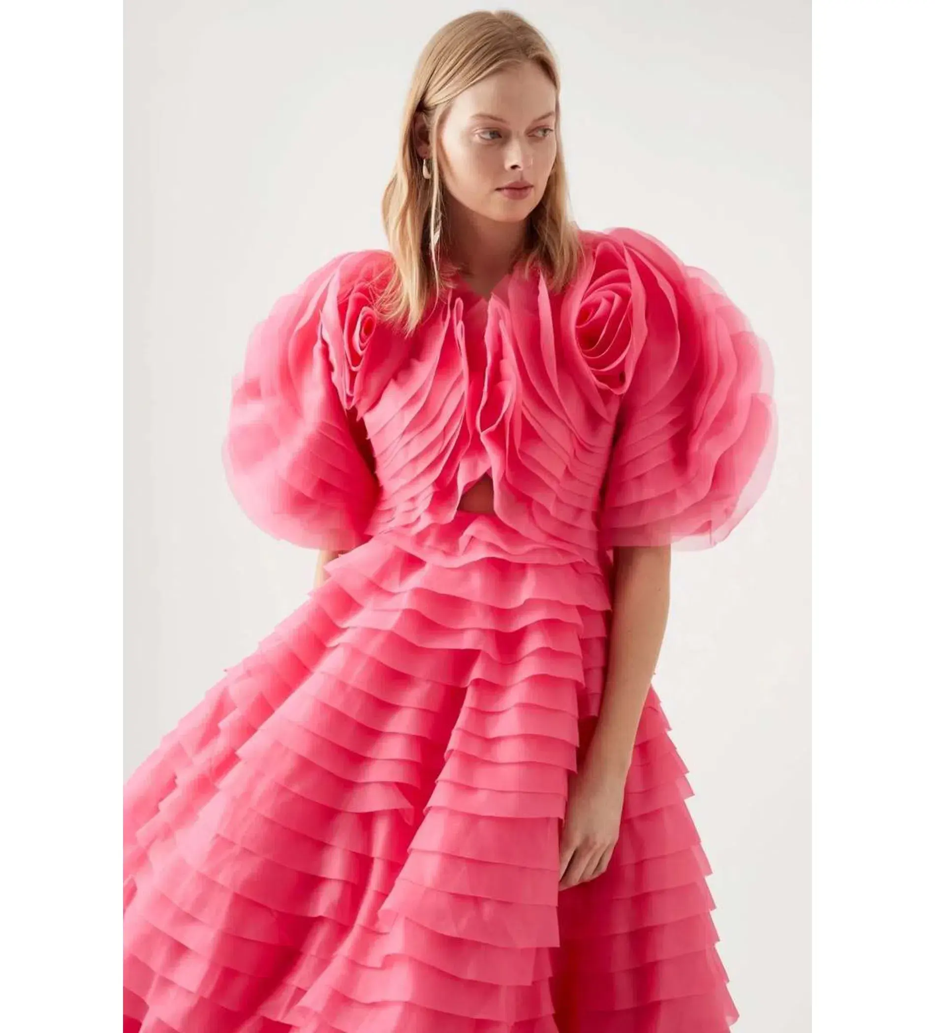 Aje Amour Ruffle Midi Dress Pink Size 12 - Image 2
