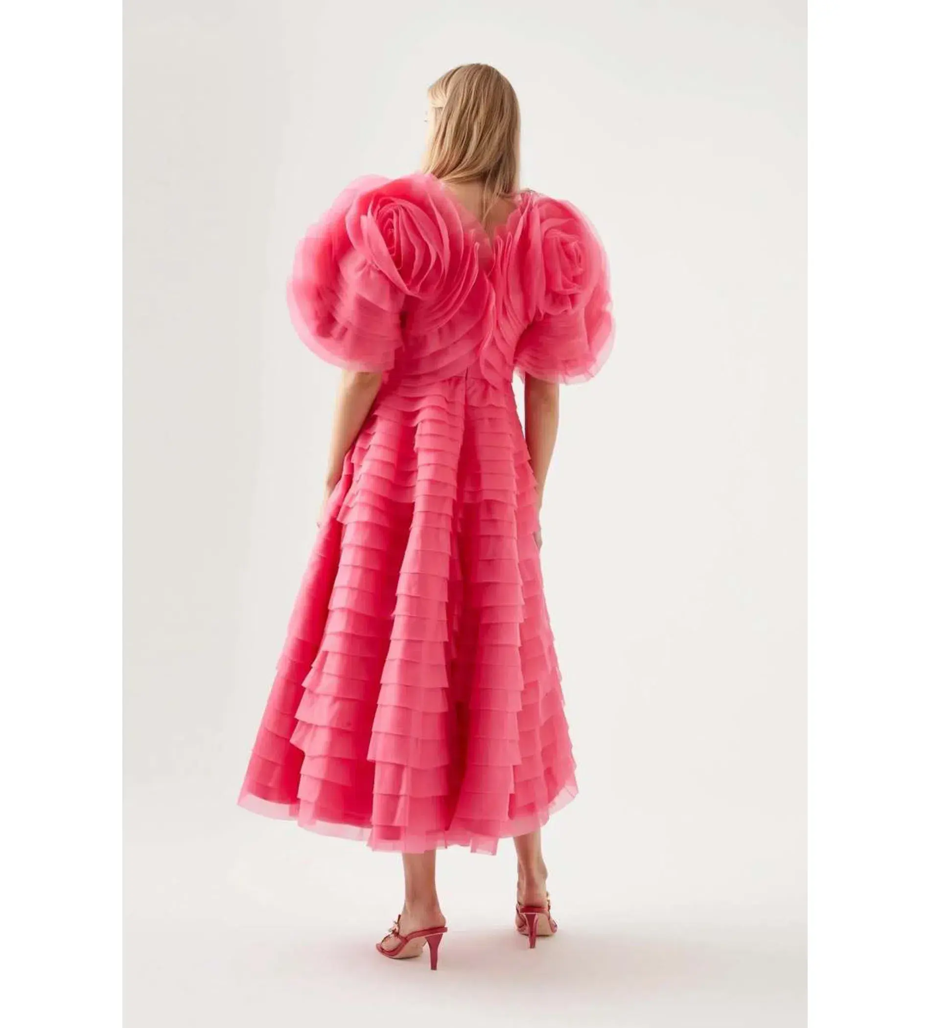 Aje Amour Ruffle Midi Dress Pink Size 12 - Image 6