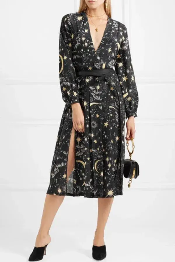Rixo Camelia Dress Black Print Size 12 - Image 1